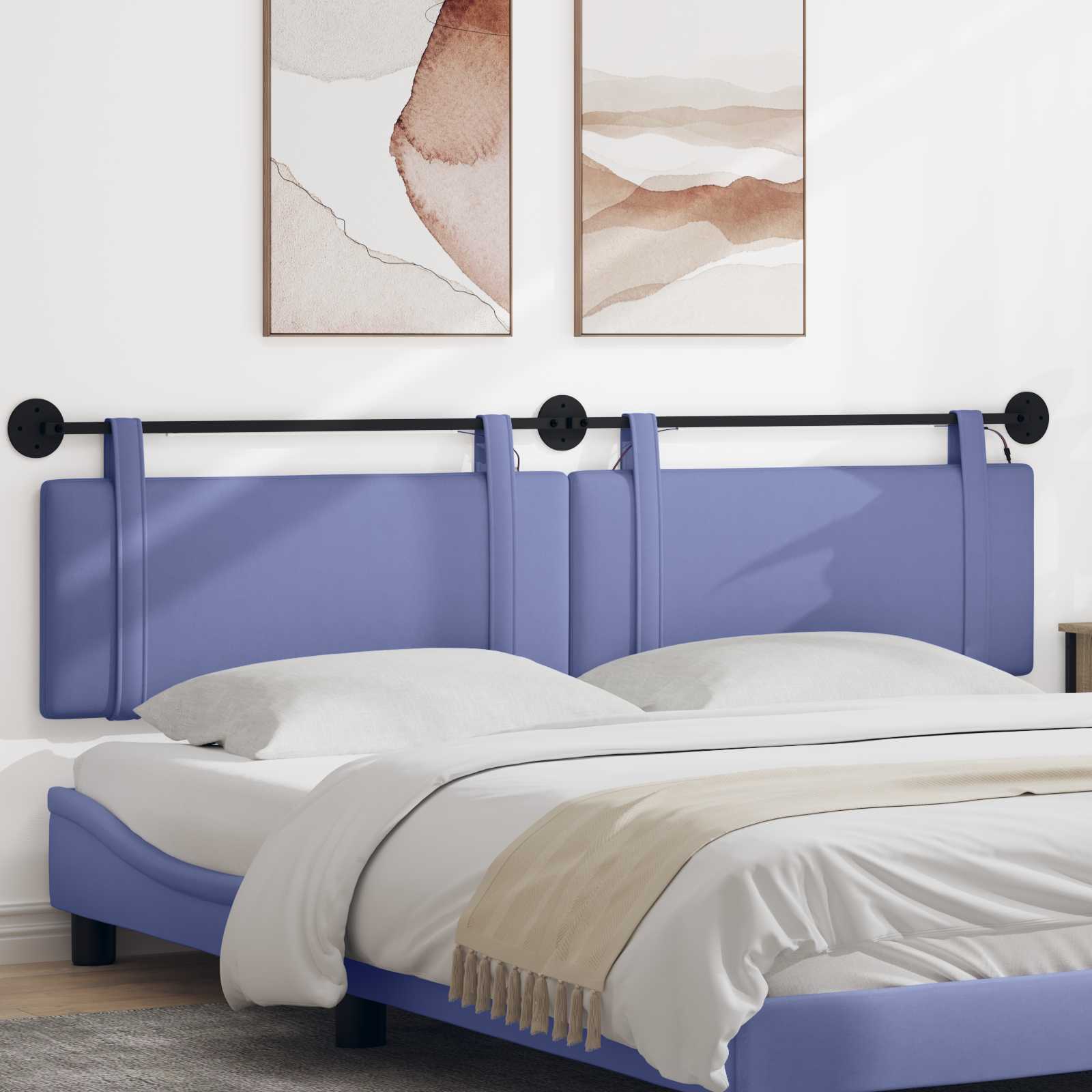 Tête de lit suspendue Avec lumière LED Bleu denim Tissu - XIOS