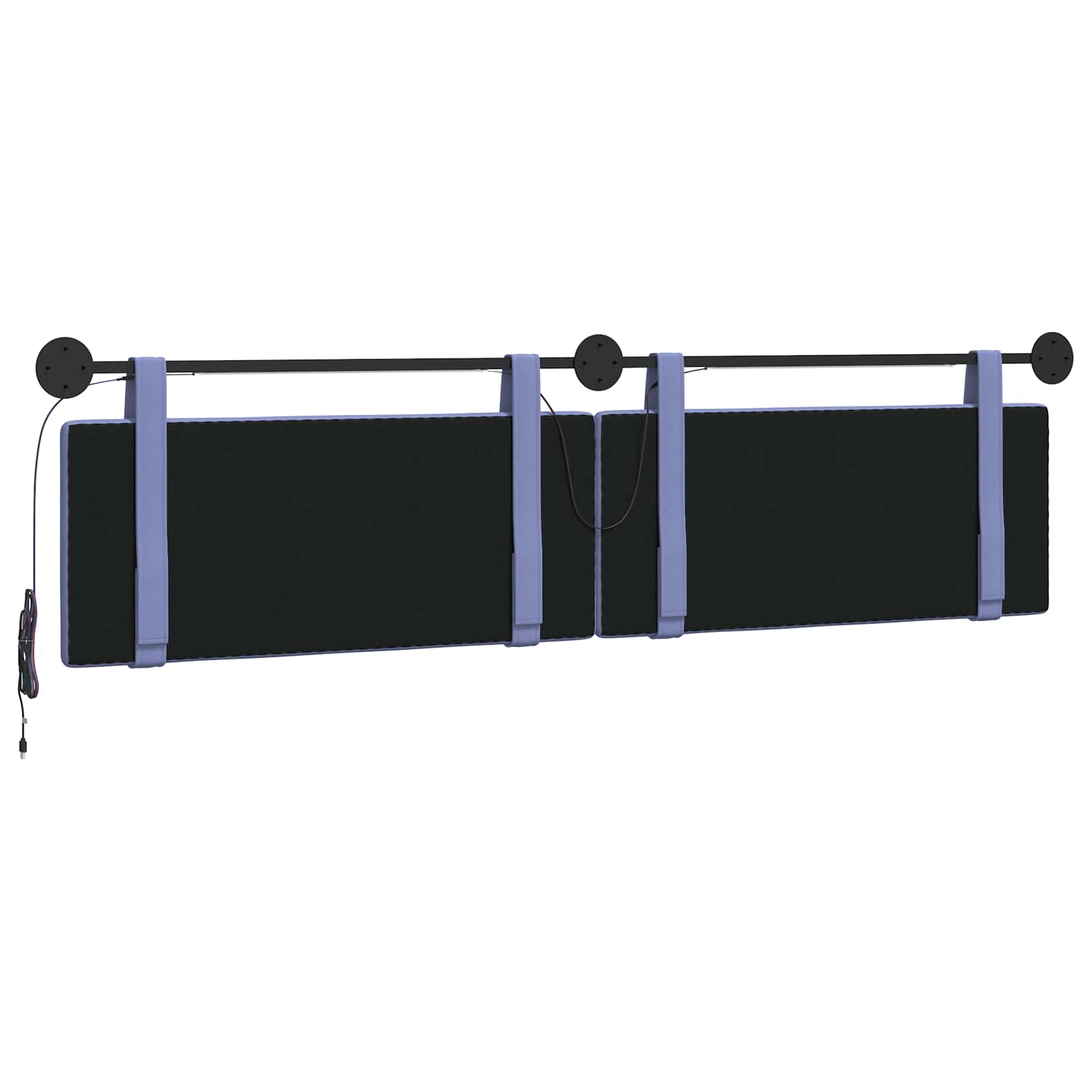 Tête de lit suspendue Avec lumière LED Bleu denim Tissu - XIOS