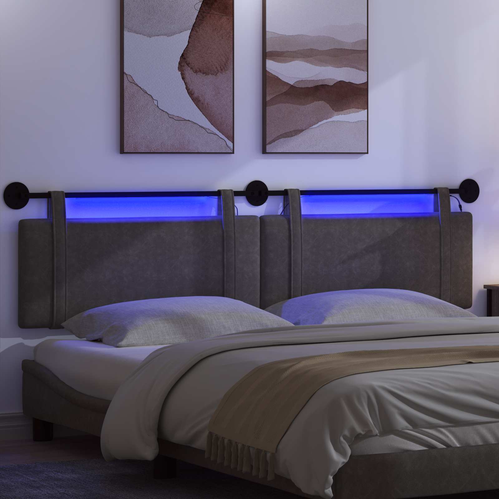 Tête de lit suspendue Avec lumière LED Noir PU antique - XIOS