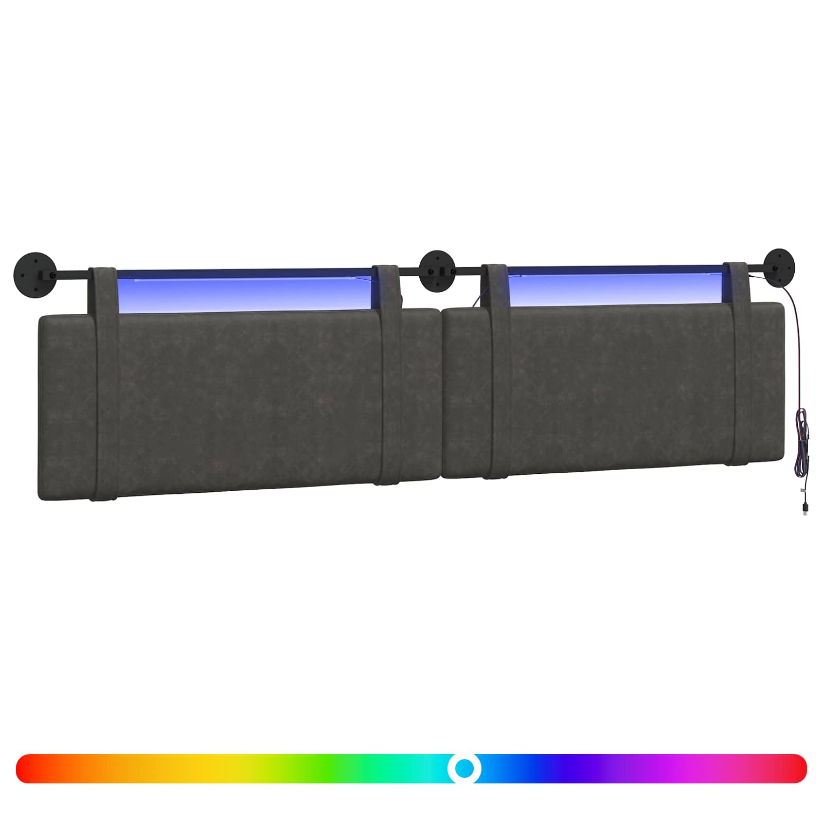 Tête de lit suspendue Avec lumière LED Noir PU antique - XIOS