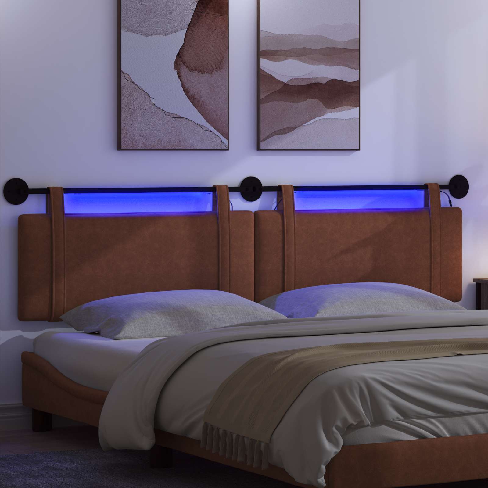 Tête de lit suspendue Avec lumière LED Marron PU antique - XIOS