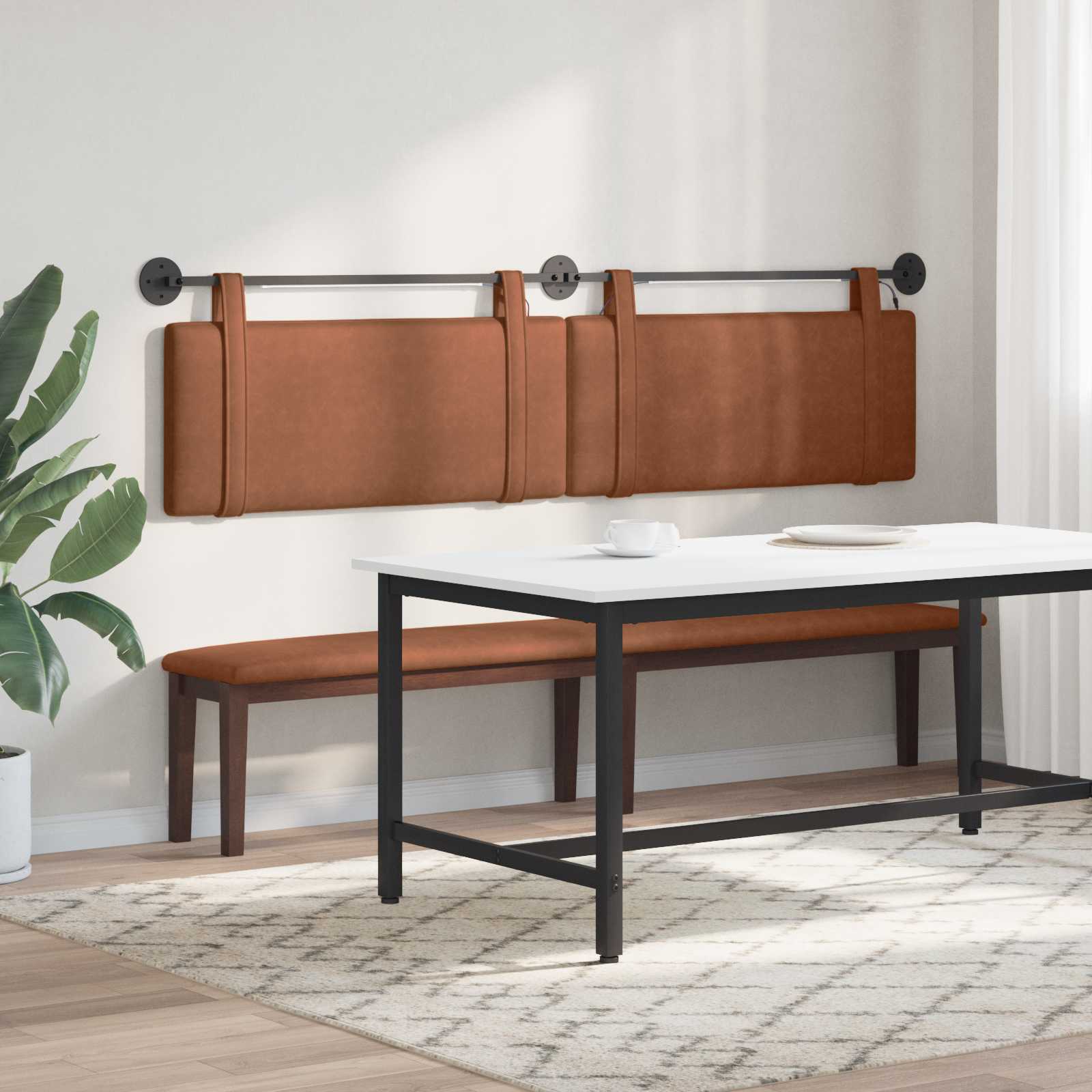 Tête de lit suspendue Avec lumière LED Marron PU antique - XIOS