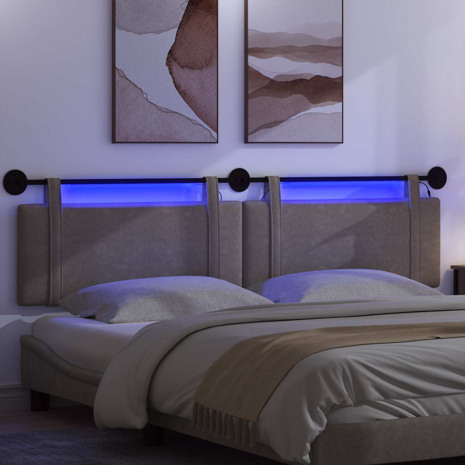 Tête de lit suspendue Avec lumière LED Gris PU antique - XIOS