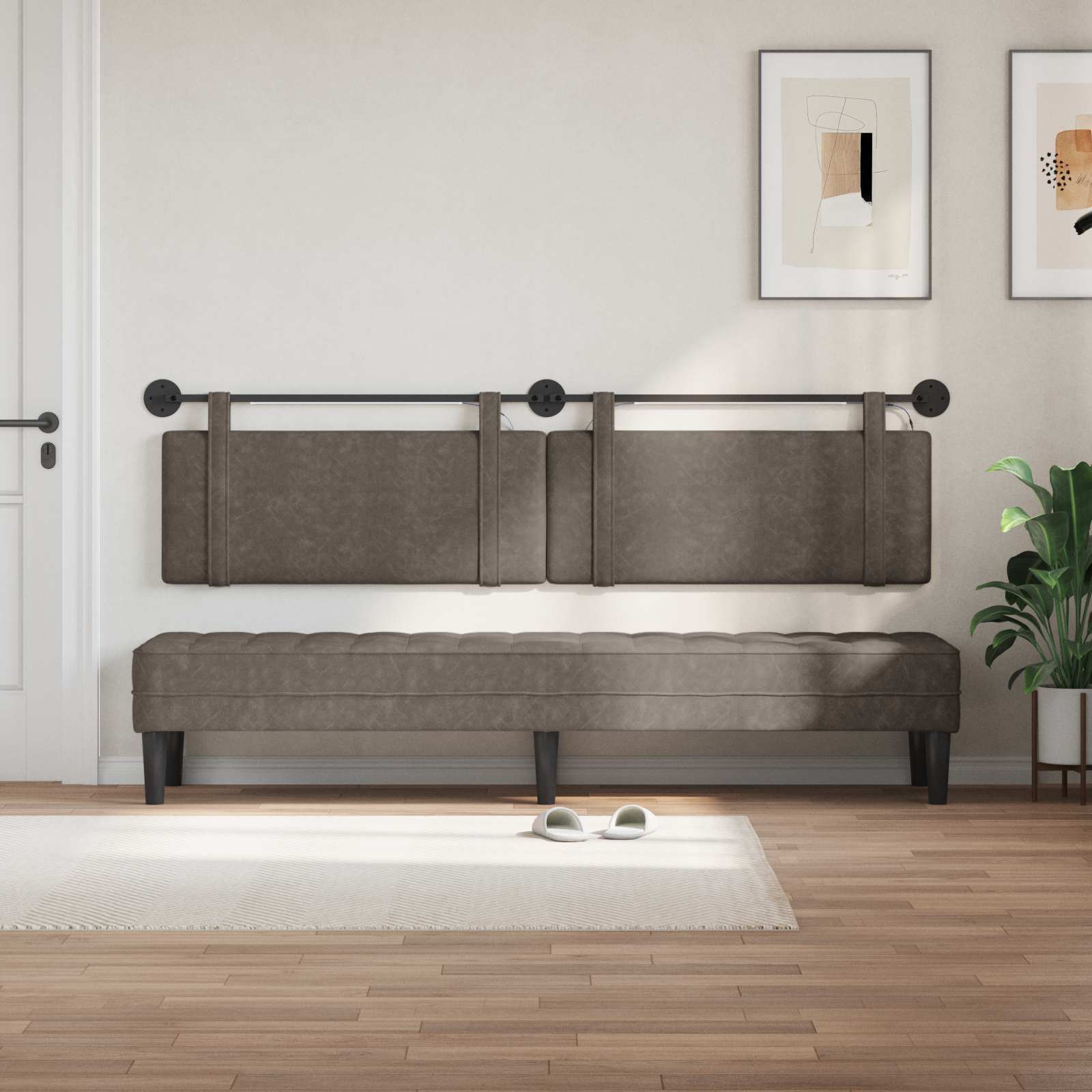 Tête de lit suspendue Avec lumière LED Gris PU antique - XIOS