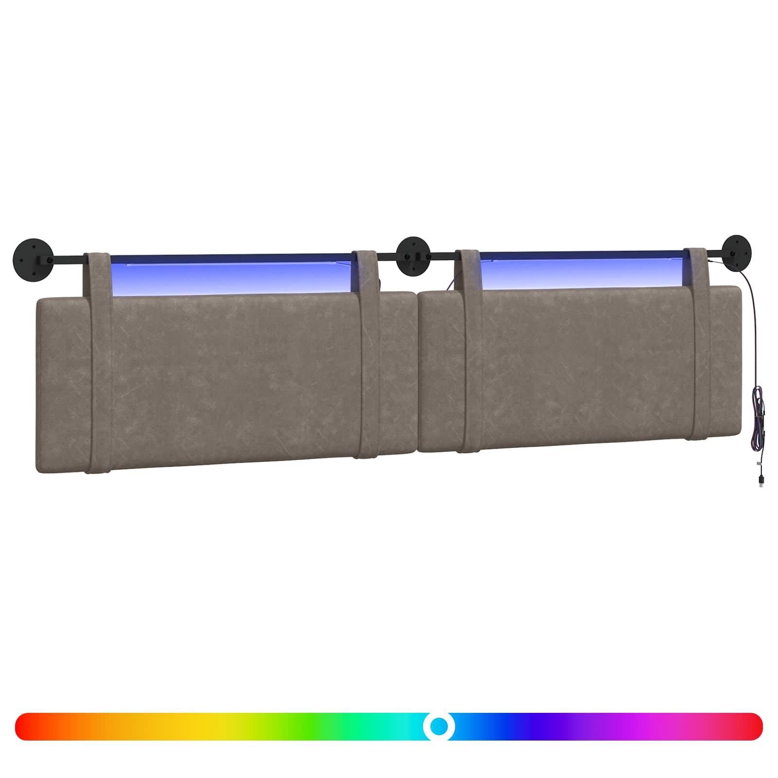 Tête de lit suspendue Avec lumière LED Gris PU antique - XIOS