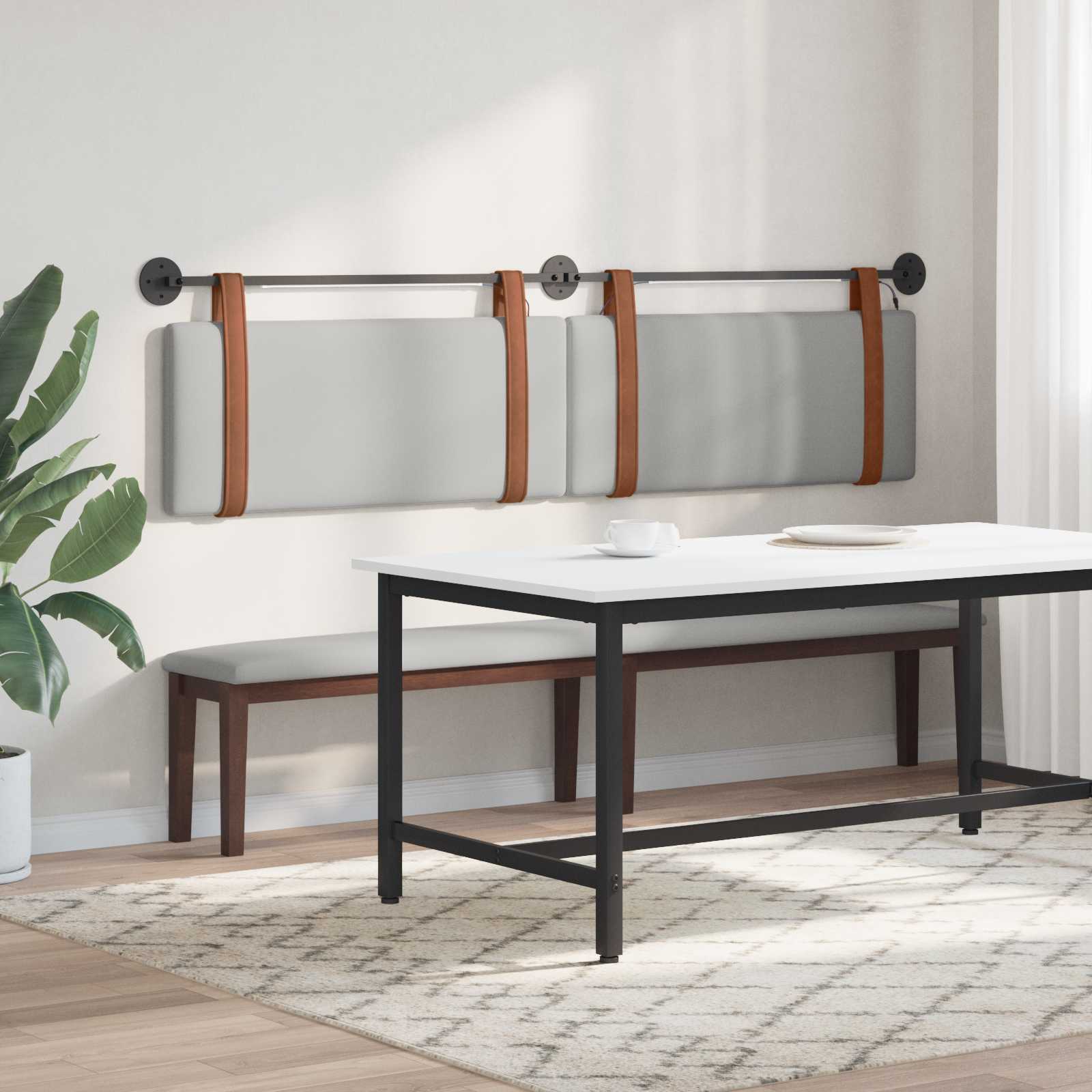 Tête de lit suspendue Avec lumière LED Gris nuage PU antique - XIOS