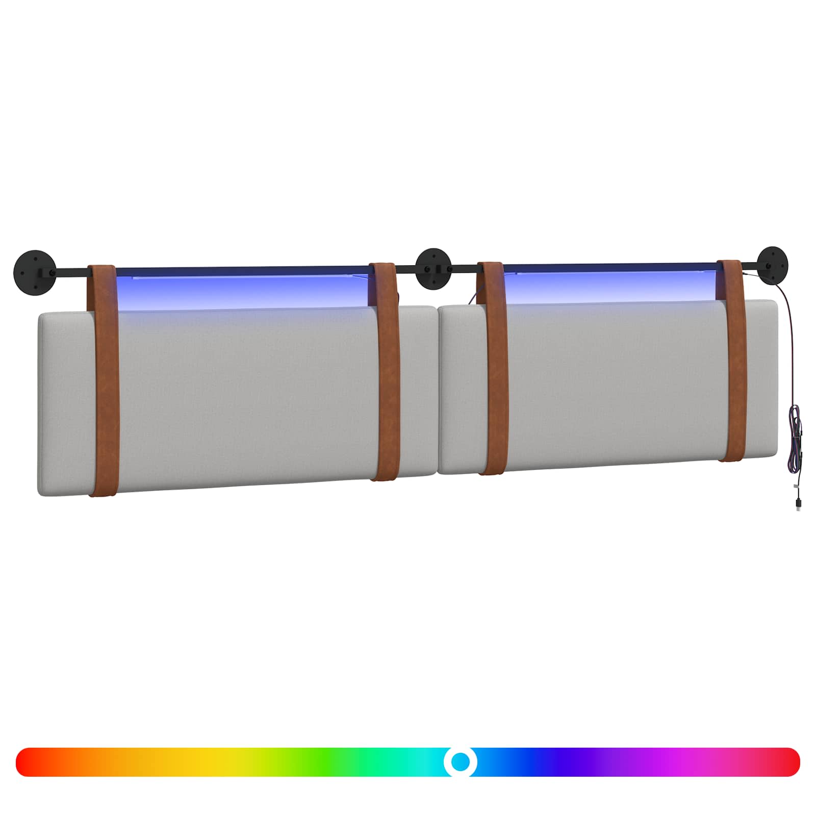 Tête de lit suspendue Avec lumière LED Gris nuage PU antique - XIOS