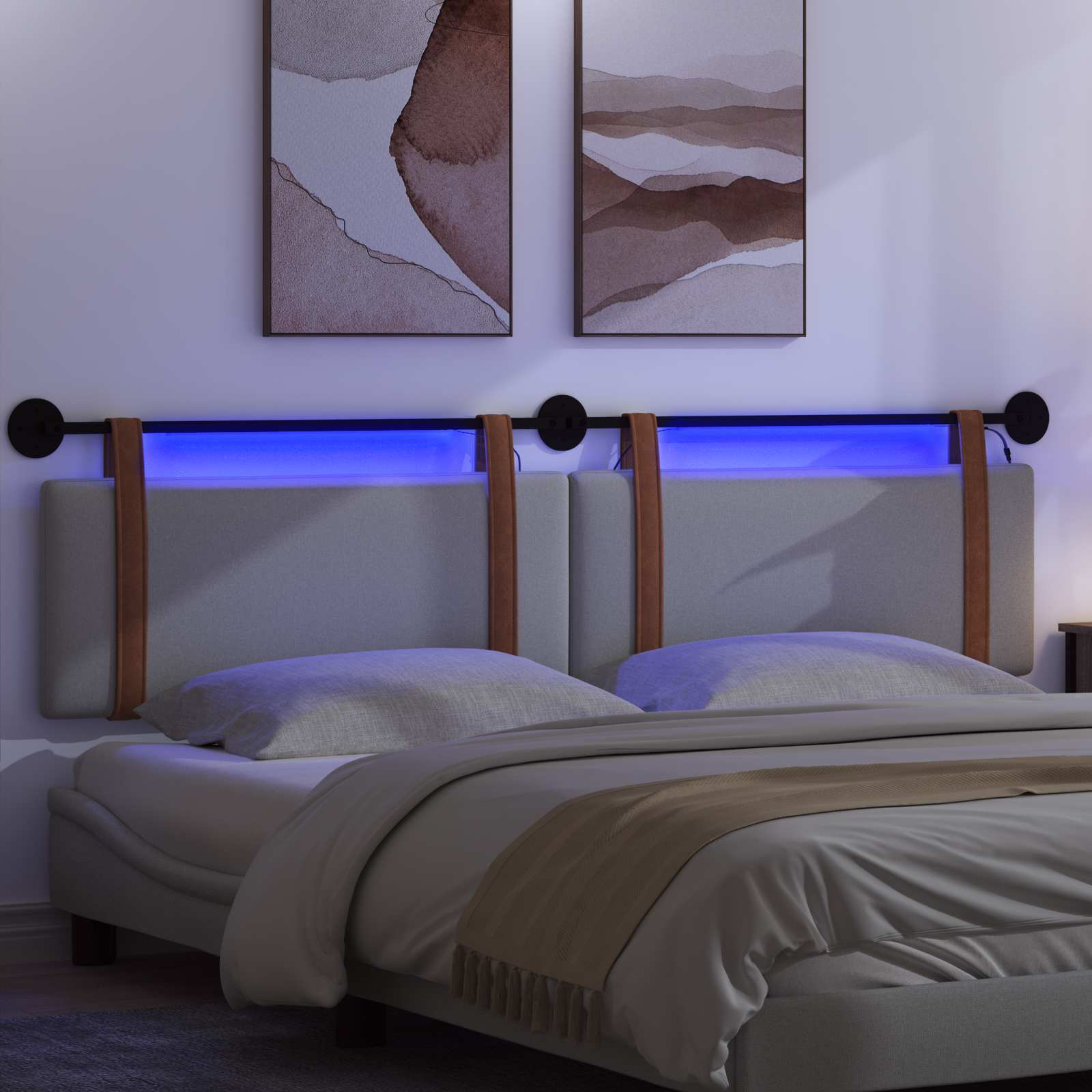 Tête de lit suspendue Avec lumière LED Gris clair PU antique - XIOS