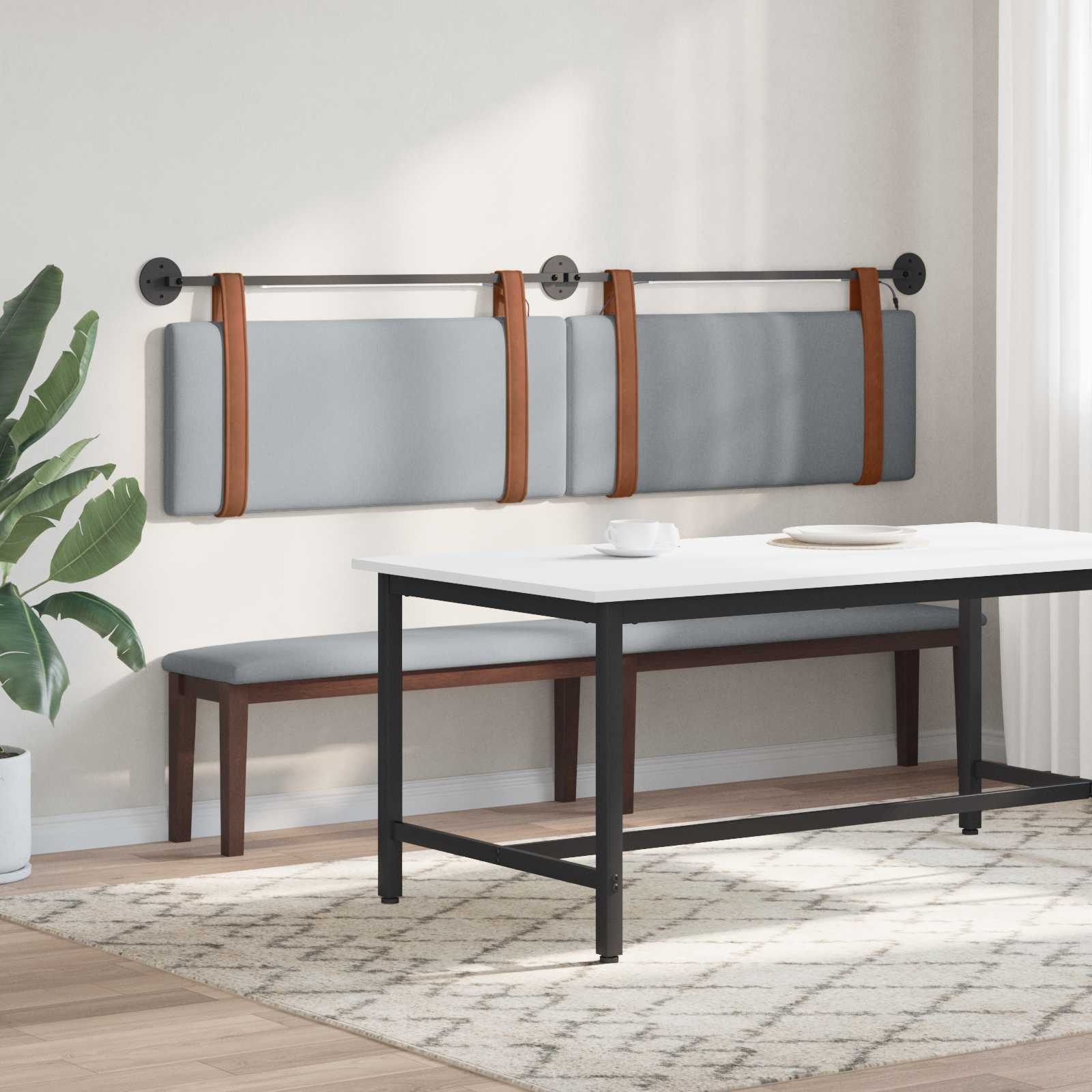 Tête de lit suspendue Avec lumière LED Gris clair PU antique - XIOS