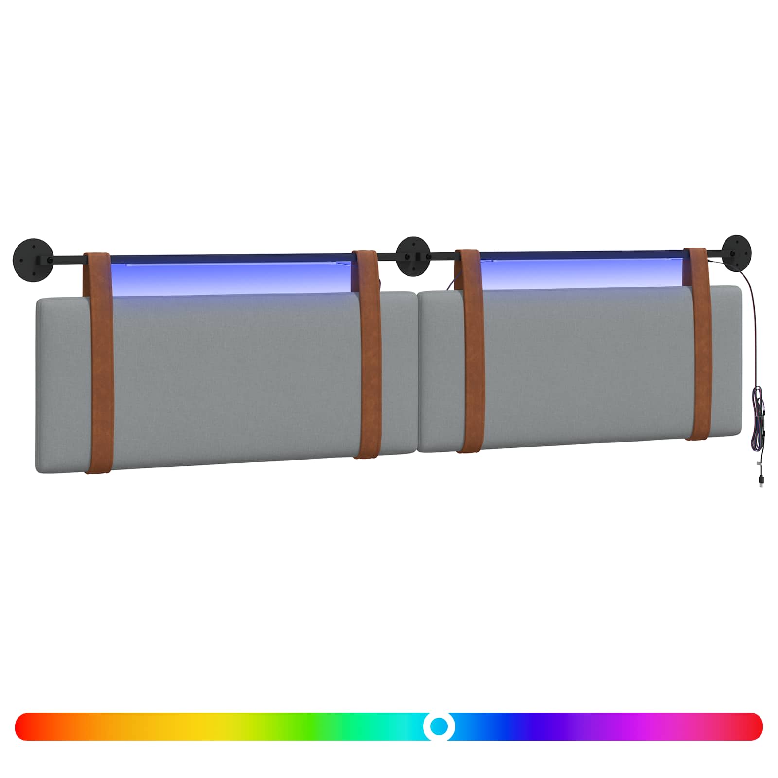 Tête de lit suspendue Avec lumière LED Gris clair PU antique - XIOS