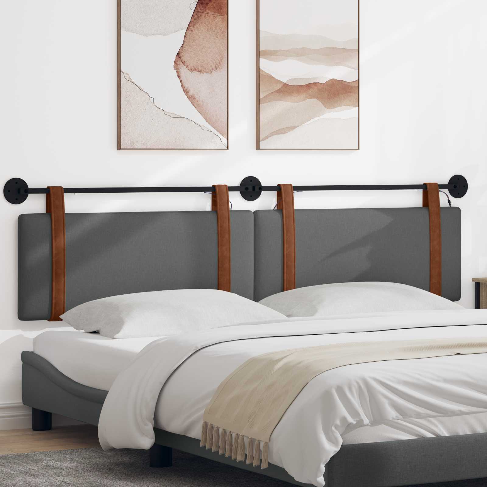 Tête de lit suspendue Avec lumière LED Gris foncé PU antique - XIOS