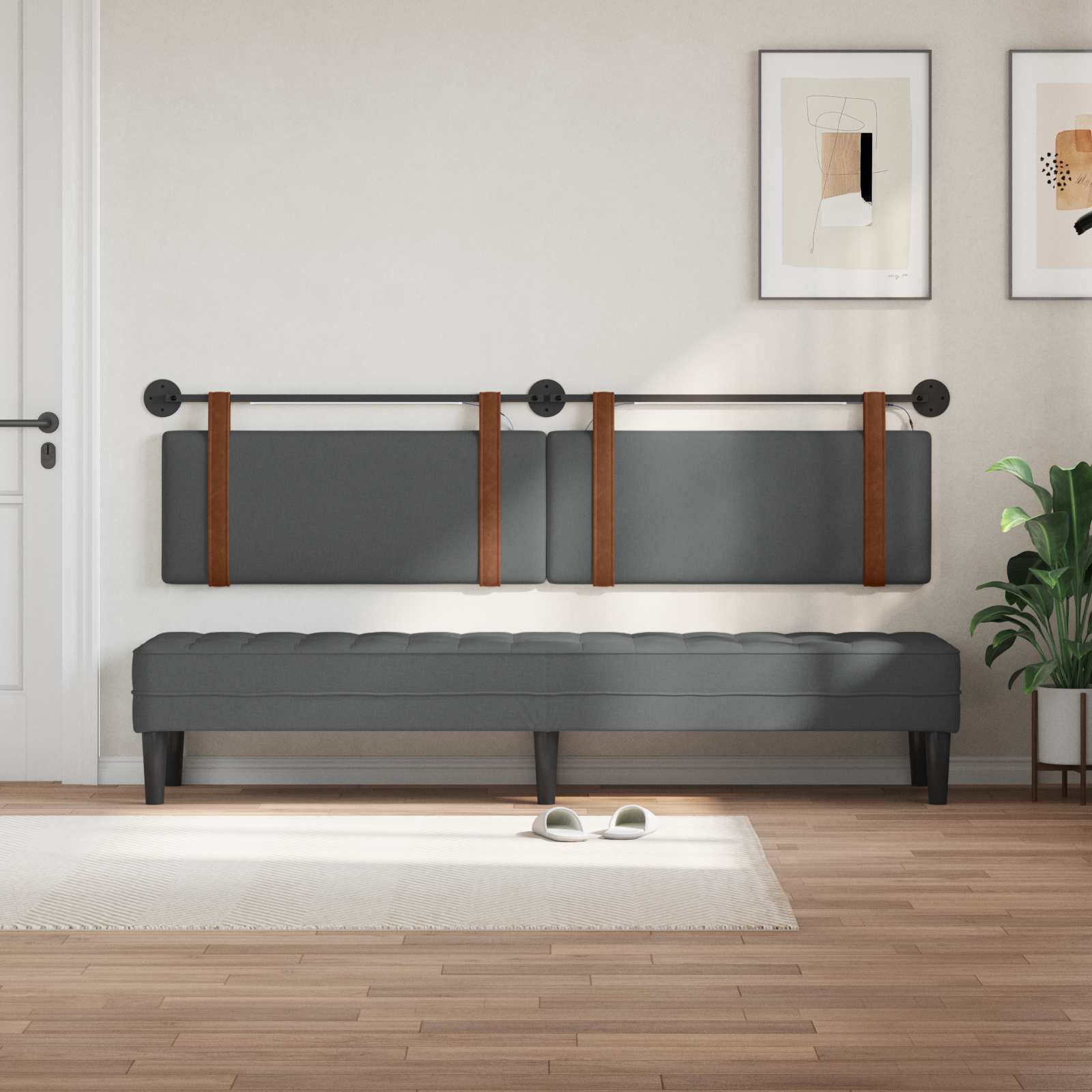 Tête de lit suspendue Avec lumière LED Gris foncé PU antique - XIOS