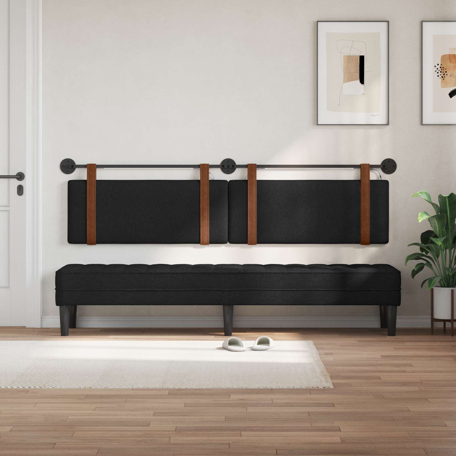 Tête de lit suspendue Avec lumière LED Noir PU antique - XIOS