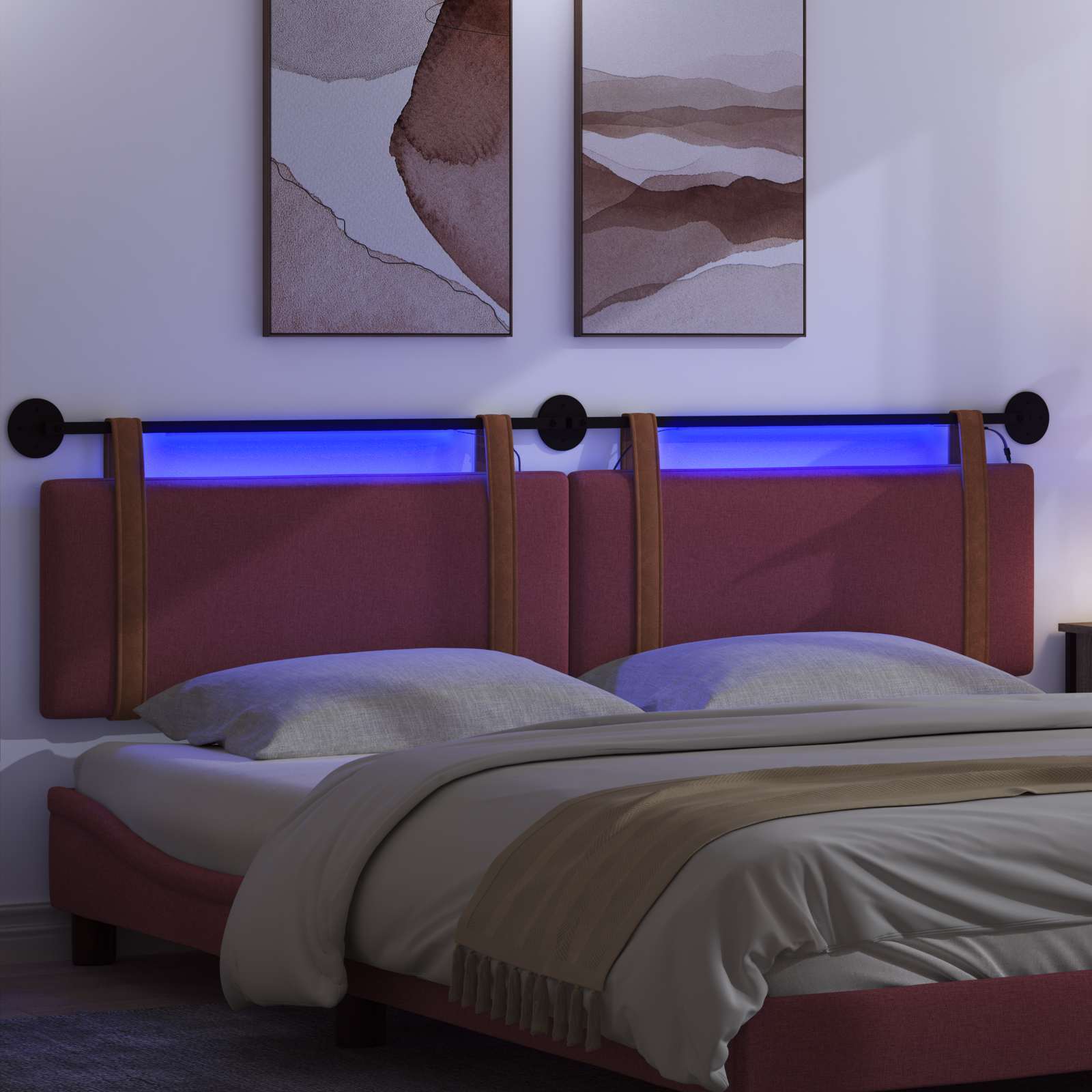 Tête de lit suspendue Avec lumière LED Bordeaux PU antique - XIOS