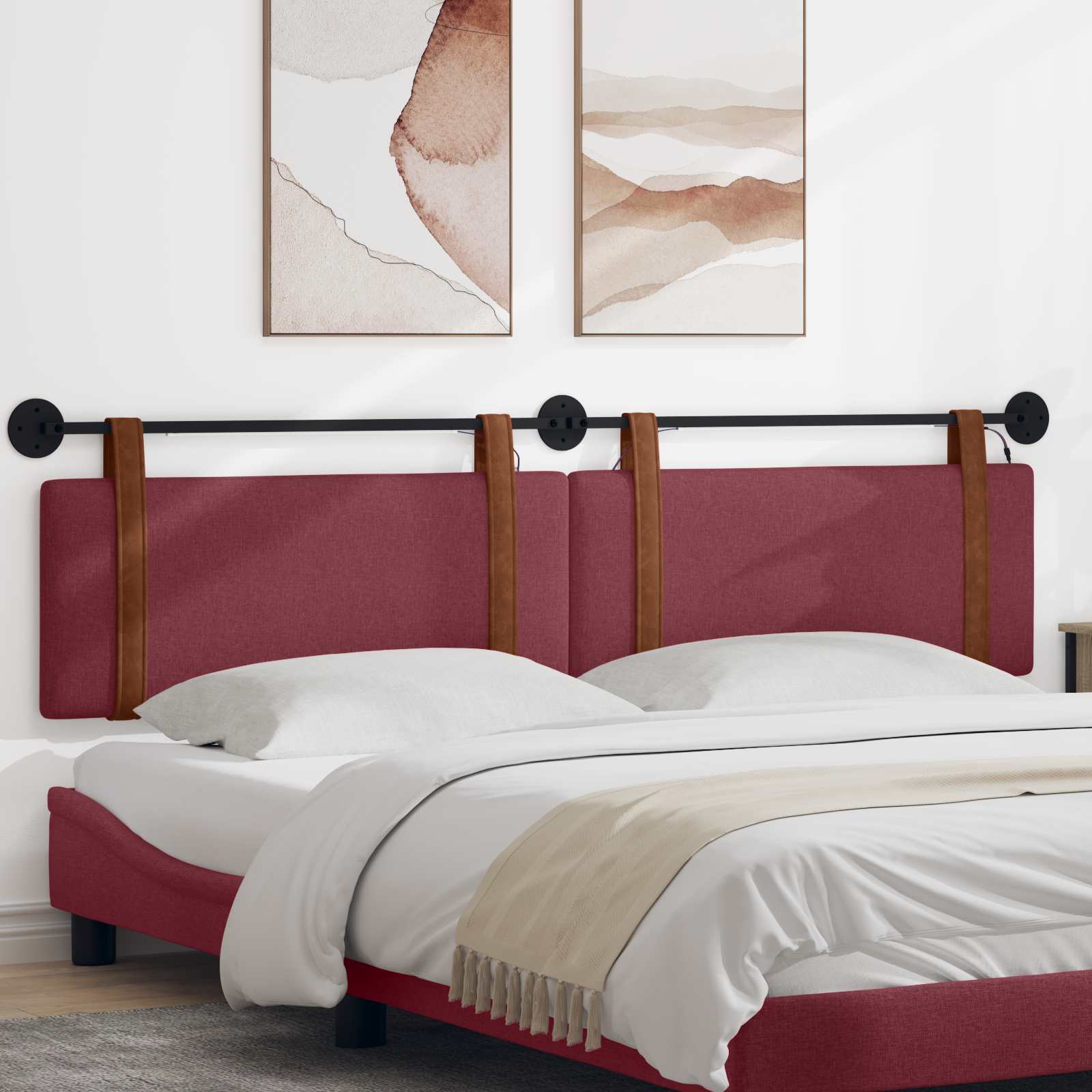 Tête de lit suspendue Avec lumière LED Bordeaux PU antique - XIOS