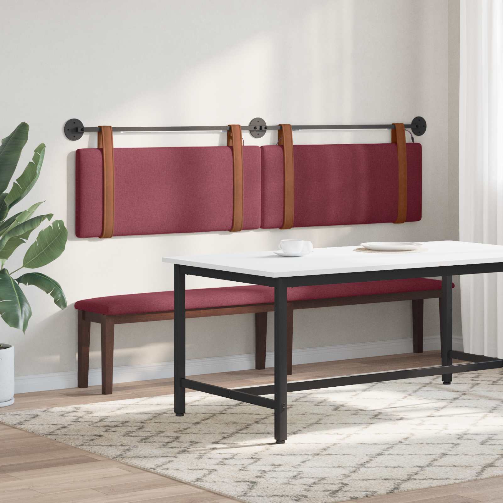 Tête de lit suspendue Avec lumière LED Bordeaux PU antique - XIOS