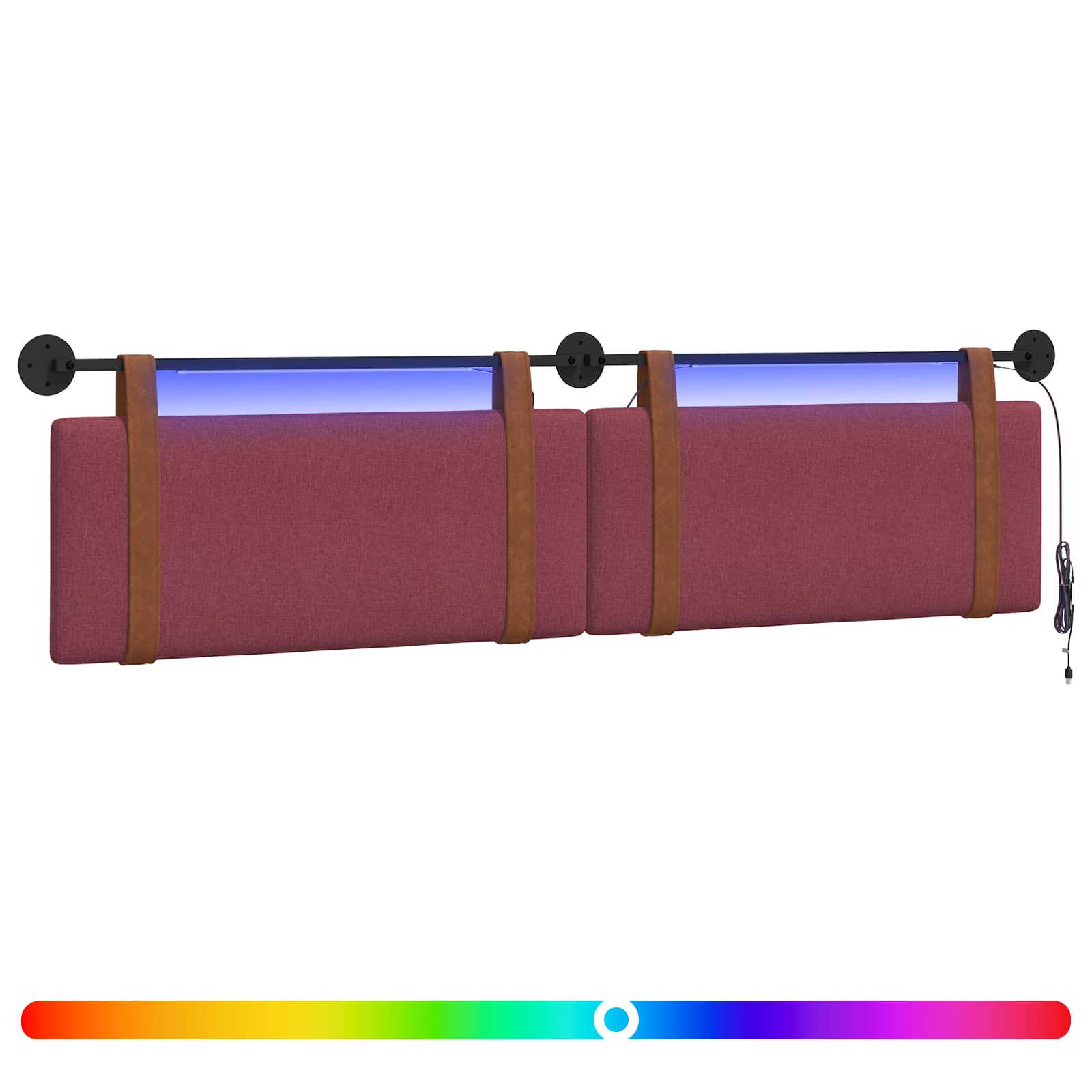 Tête de lit suspendue Avec lumière LED Bordeaux PU antique - XIOS