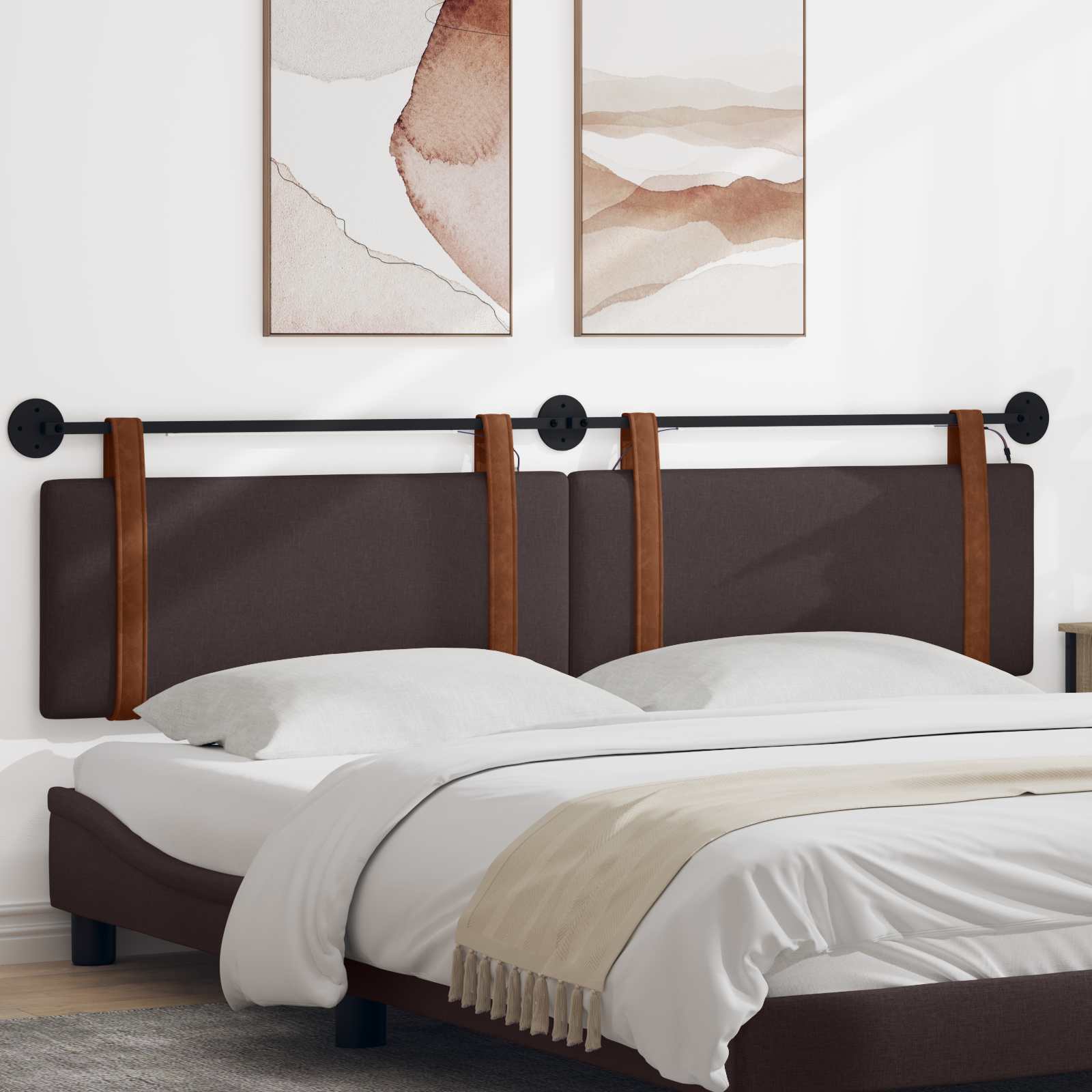 Tête de lit suspendue Avec lumière LED Marron foncé PU antique - XIOS