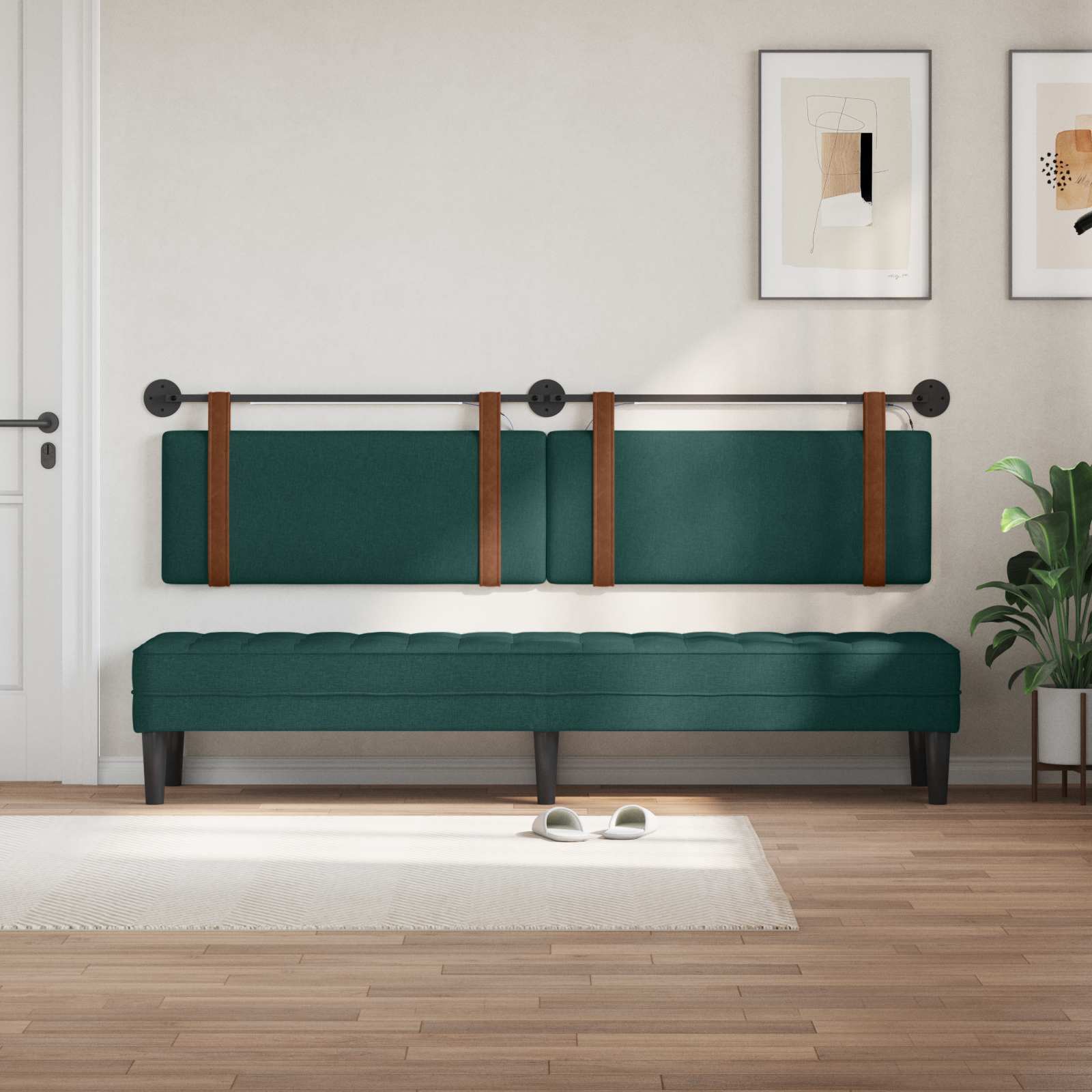 Tête de lit suspendue Avec lumière LED Vert foncé PU antique - XIOS