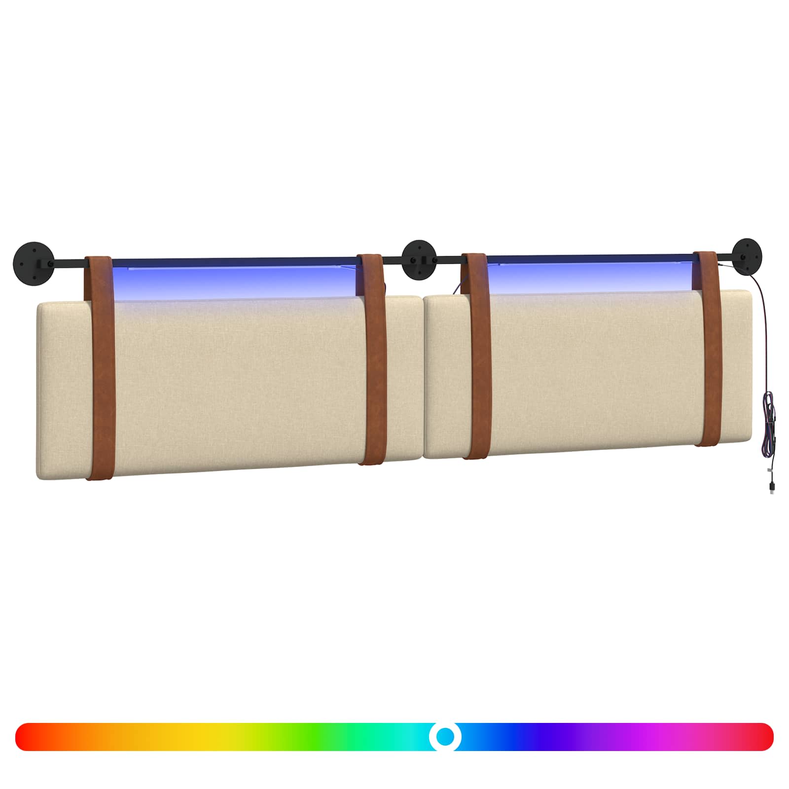 Tête de lit suspendue Avec lumière LED Crème PU antique - XIOS