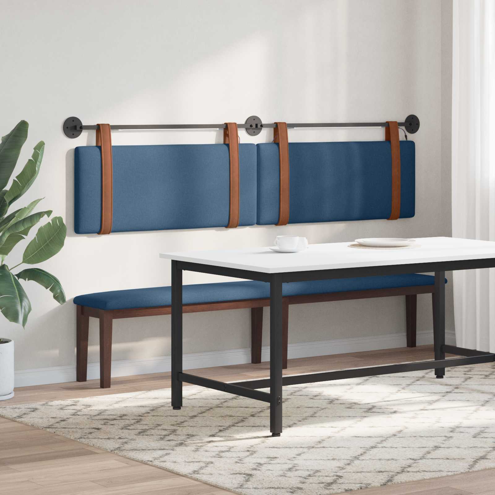 Tête de lit suspendue Avec lumière LED Bleu PU antique - XIOS