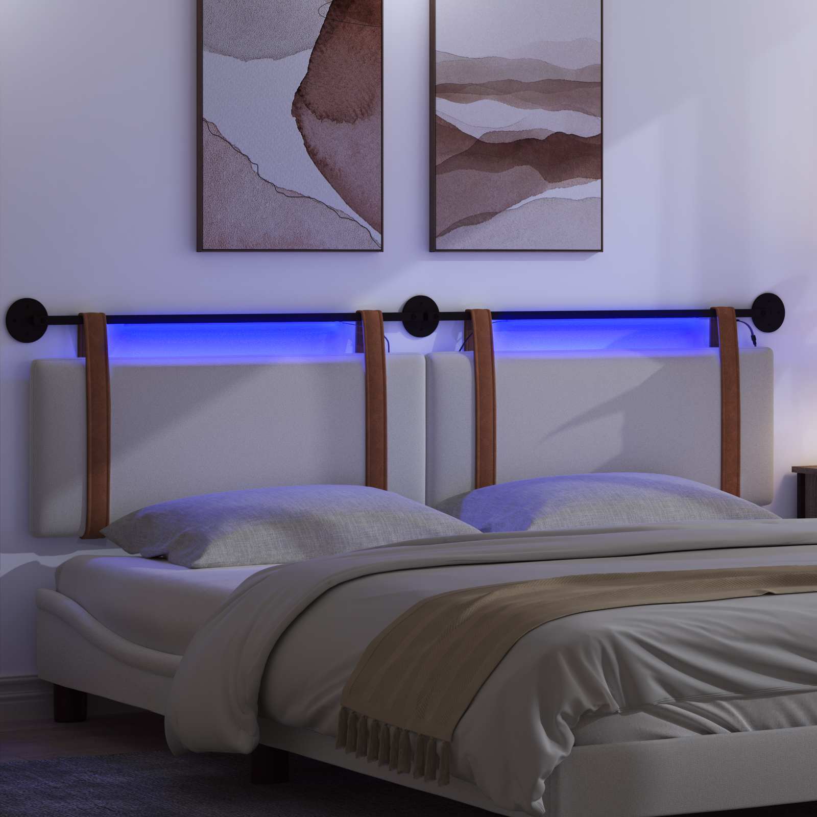 Tête de lit suspendue Avec lumière LED Blanc PU antique - XIOS