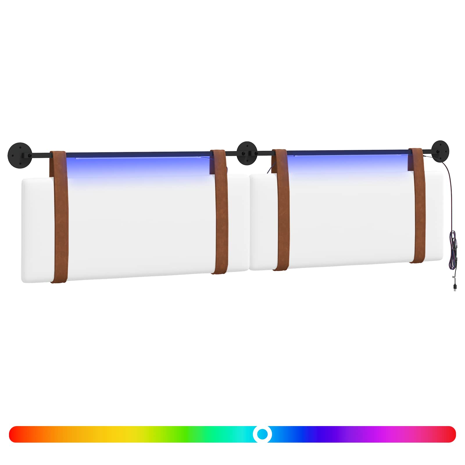 Tête de lit suspendue Avec lumière LED Blanc PU antique - XIOS