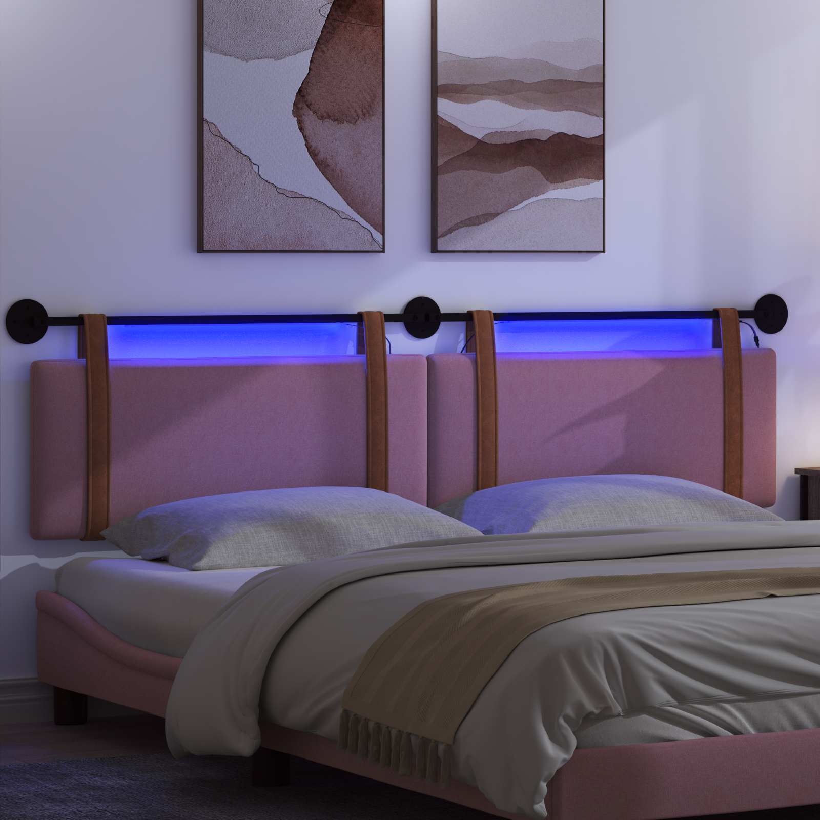 Tête de lit suspendue Avec lumière LED Rose PU antique - XIOS