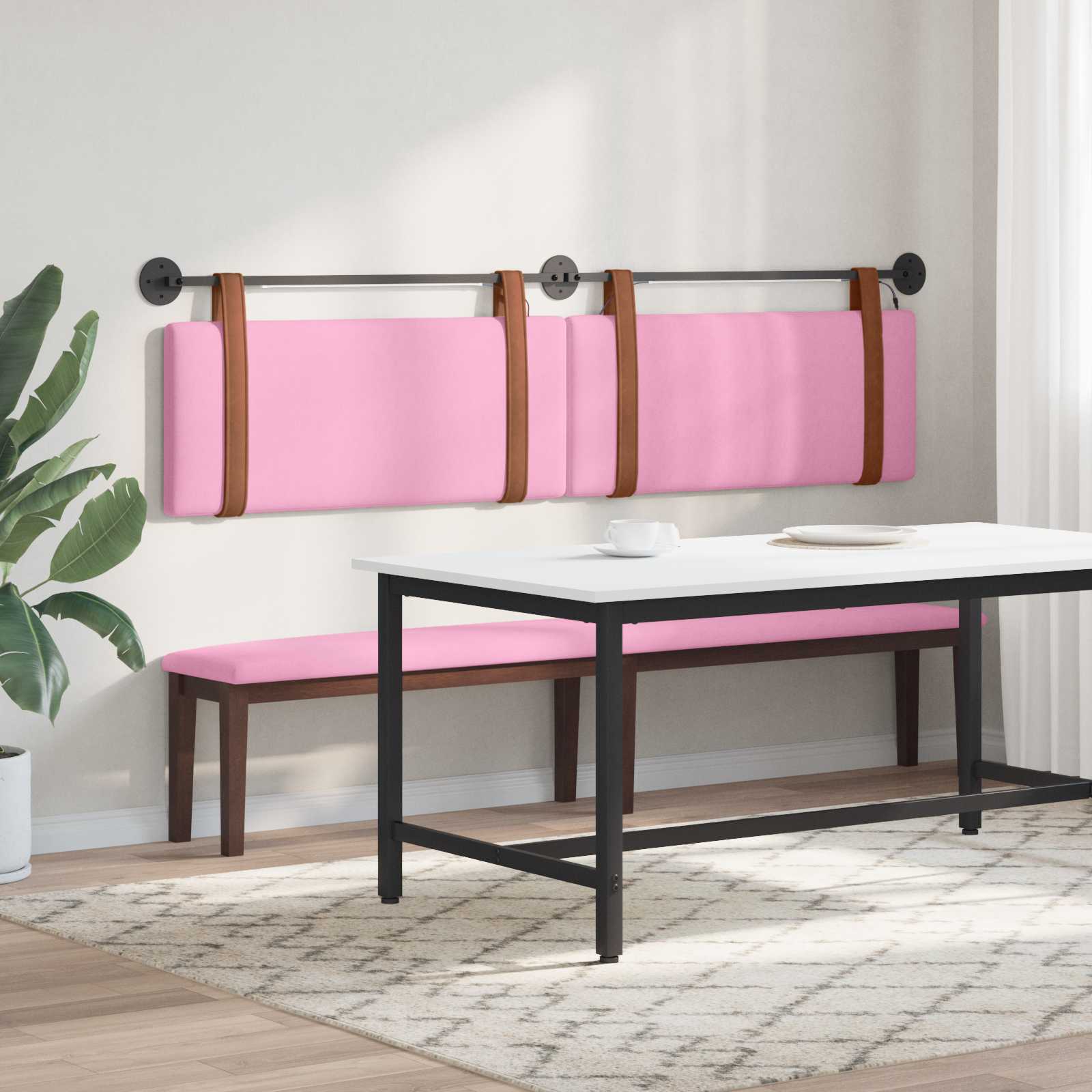 Tête de lit suspendue Avec lumière LED Rose PU antique - XIOS
