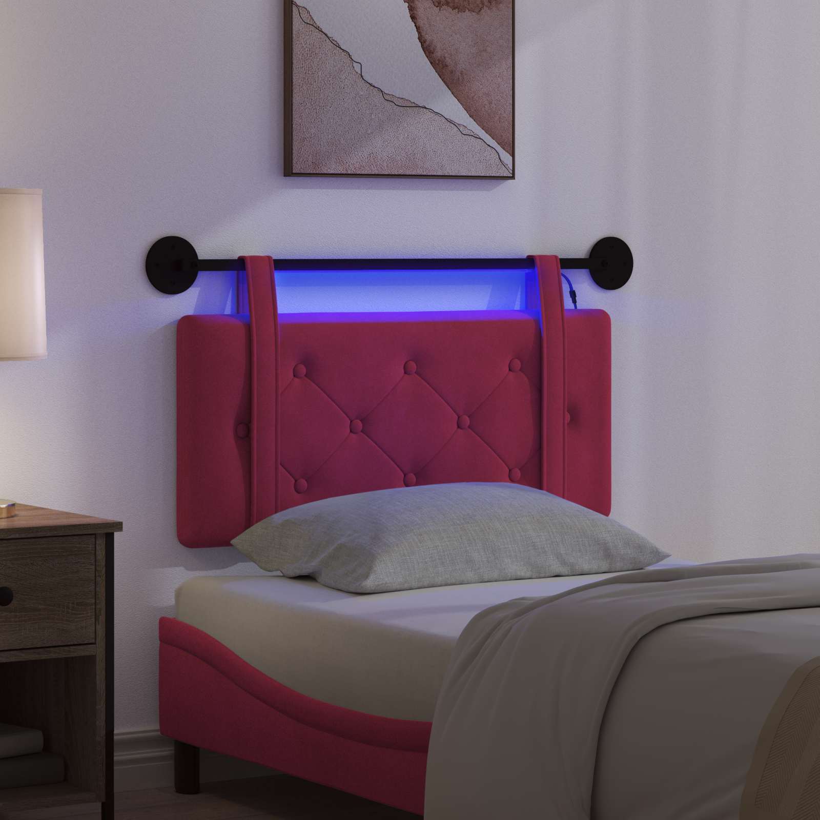 Tête de lit suspendue Avec lumière LED Bordeaux Velours - XIOS