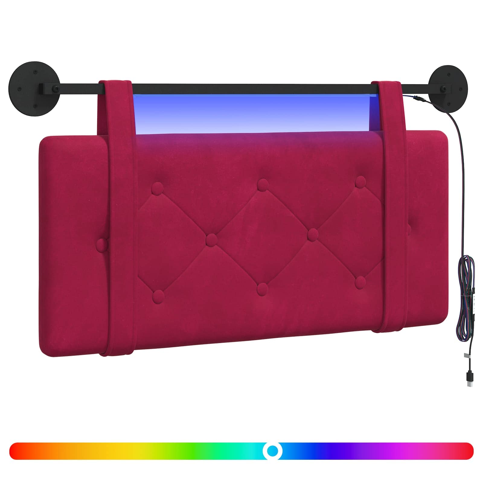 Tête de lit suspendue Avec lumière LED Bordeaux Velours - XIOS
