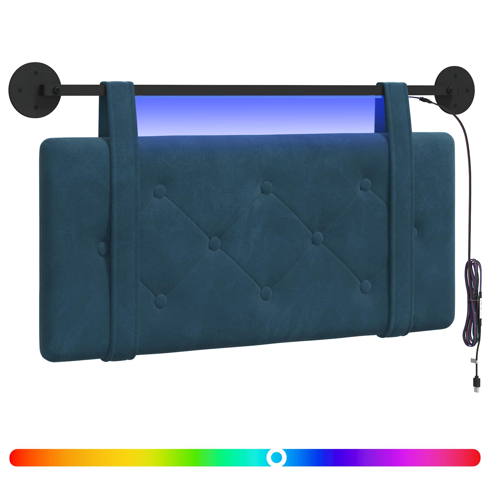 Tête de lit suspendue Avec lumière LED Bleu Velours - XIOS