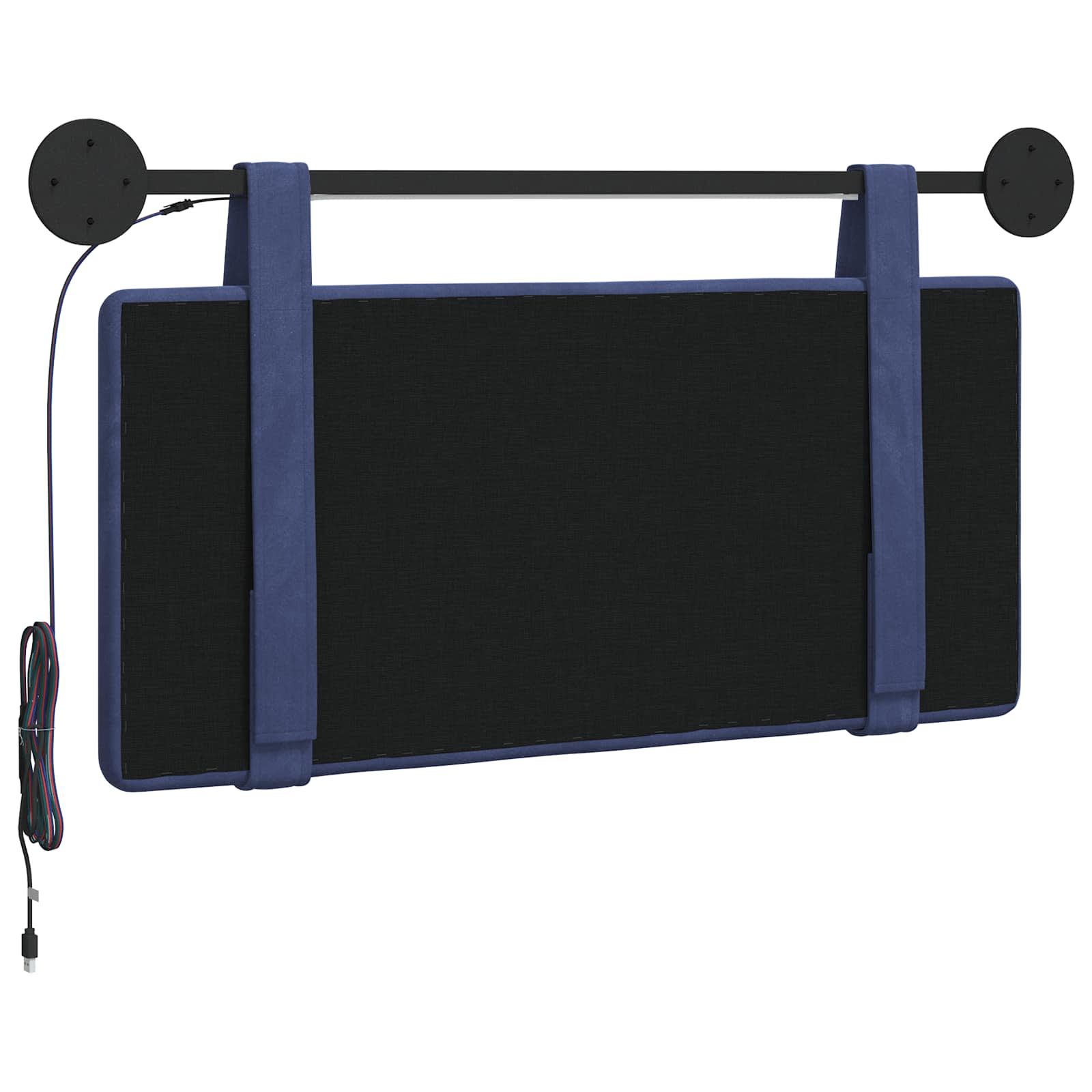 Tête de lit suspendue Avec lumière LED Bleu police Velours - XIOS