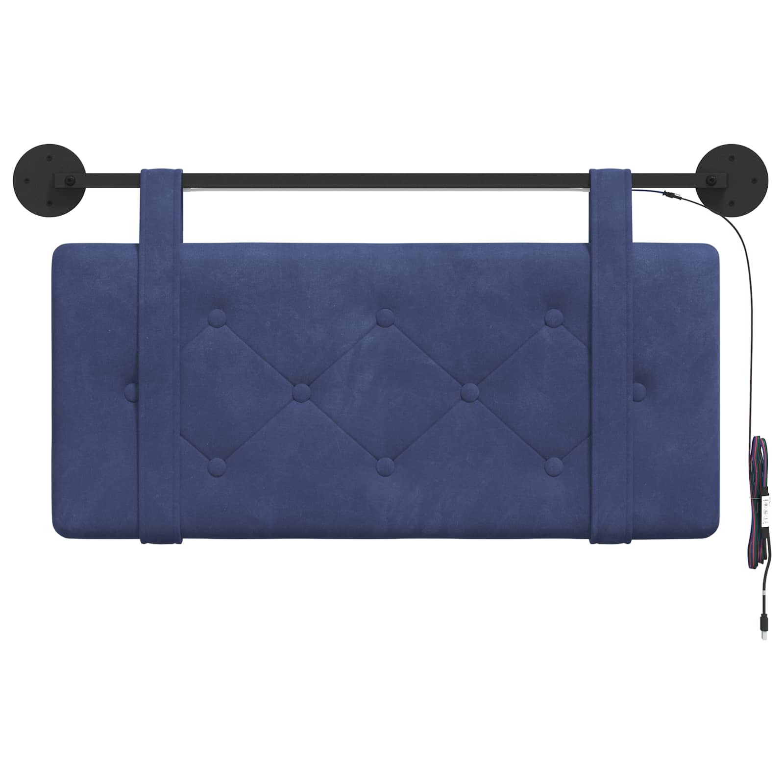 Tête de lit suspendue Avec lumière LED Bleu police Velours - XIOS