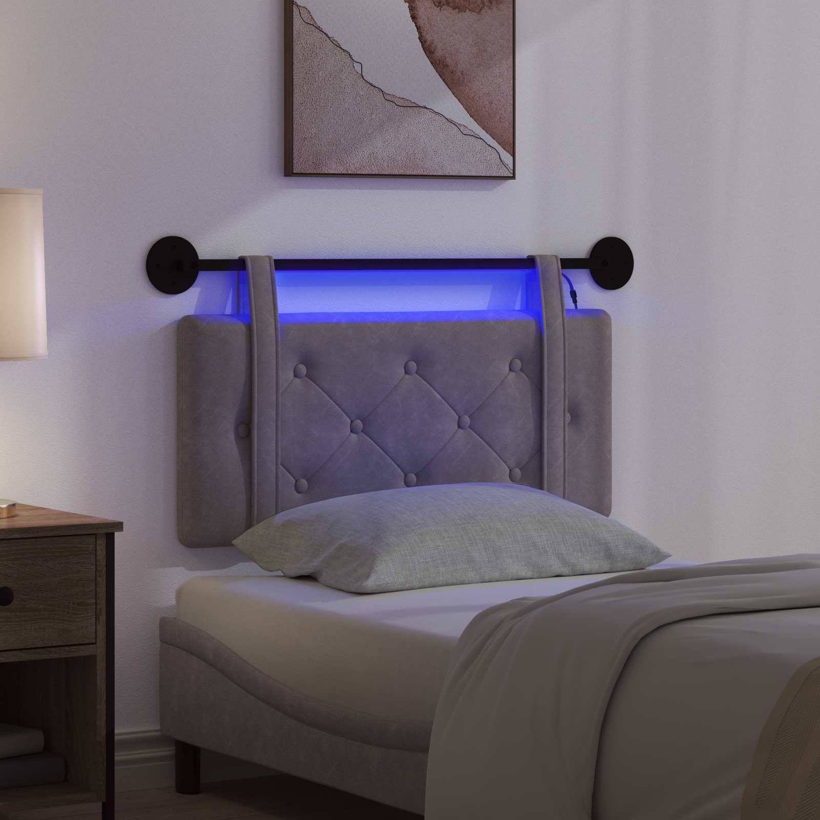 Tête de lit suspendue Avec lumière LED Gris PU antique - XIOS