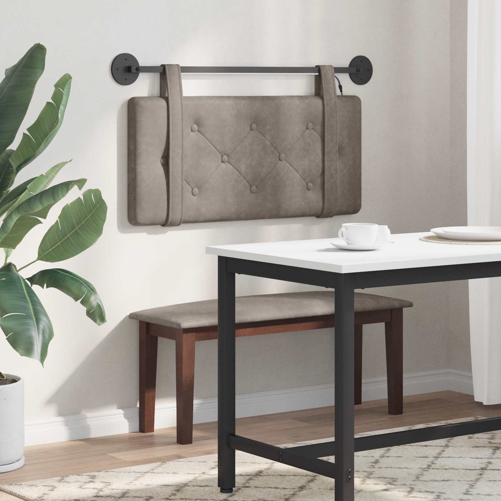 Tête de lit suspendue Avec lumière LED Gris PU antique - XIOS