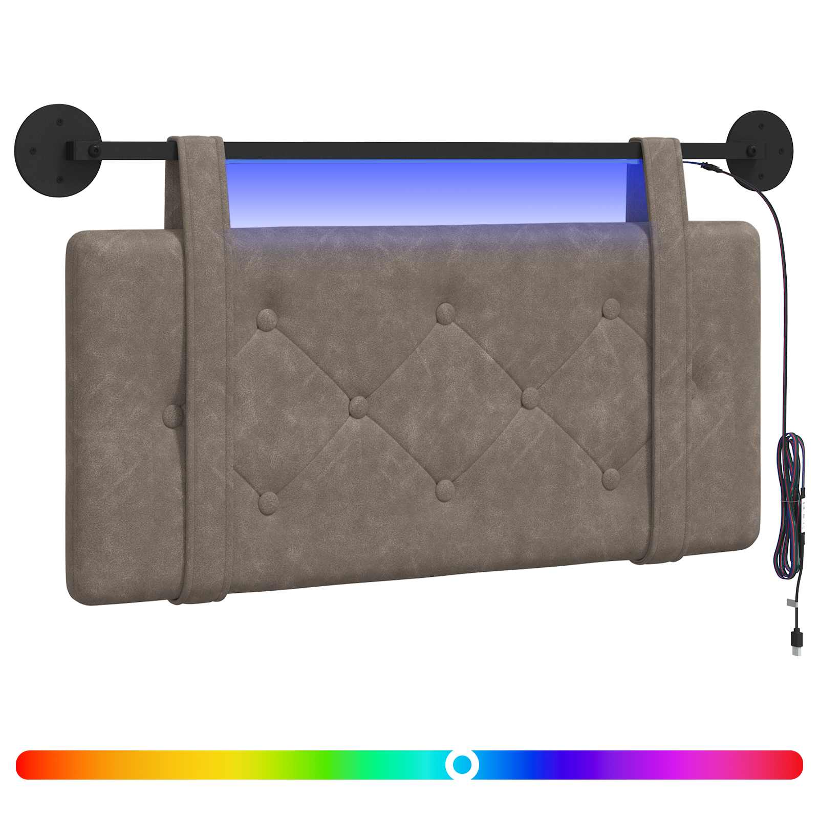 Tête de lit suspendue Avec lumière LED Gris PU antique - XIOS