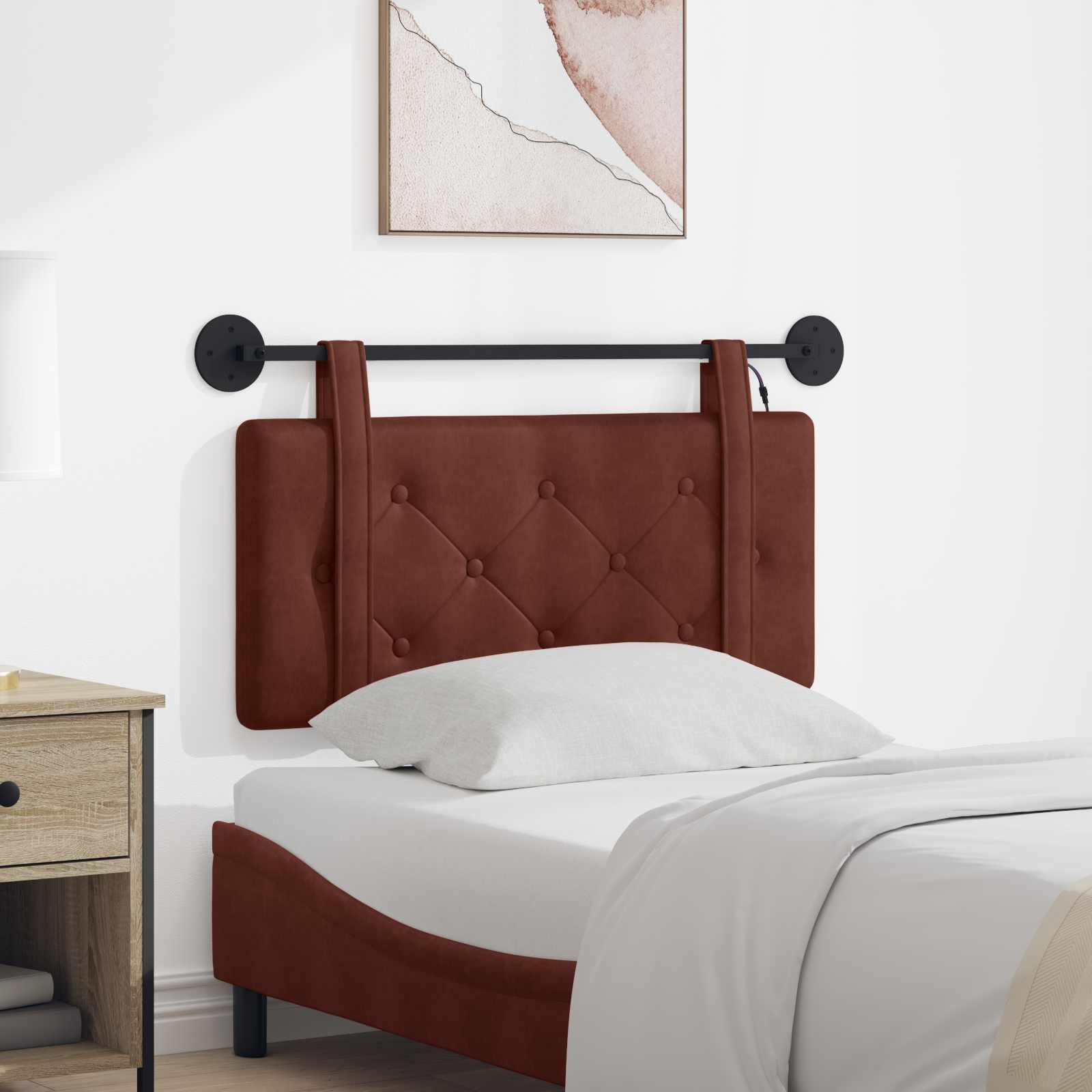 Tête de lit suspendue Avec lumière LED Brun Brillant PU antique - XIOS
