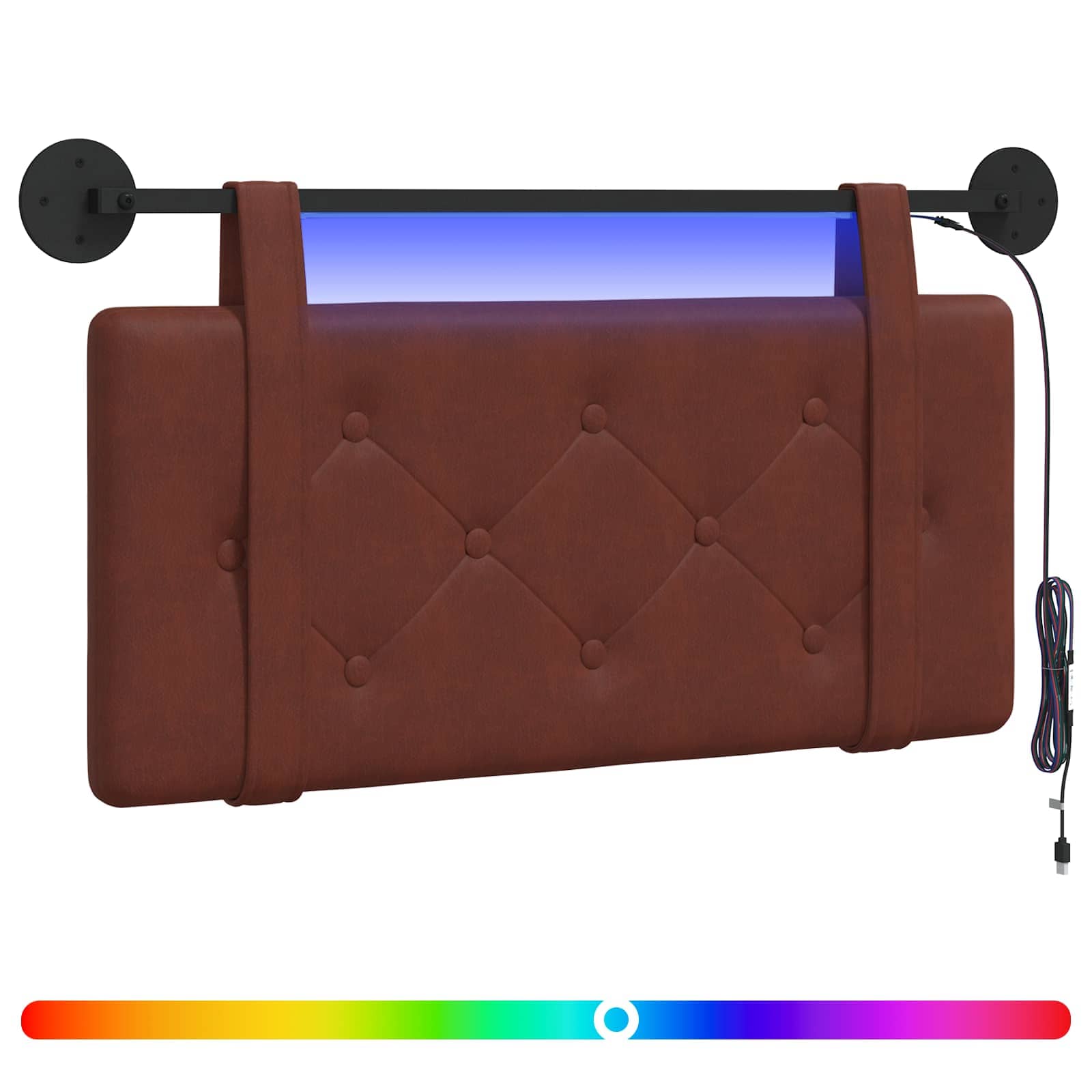 Tête de lit suspendue Avec lumière LED Brun Brillant PU antique - XIOS