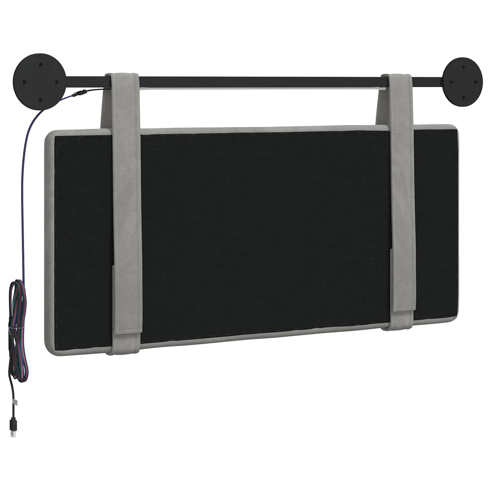 Tête de lit suspendue Avec lumière LED Gris clair Velours - XIOS