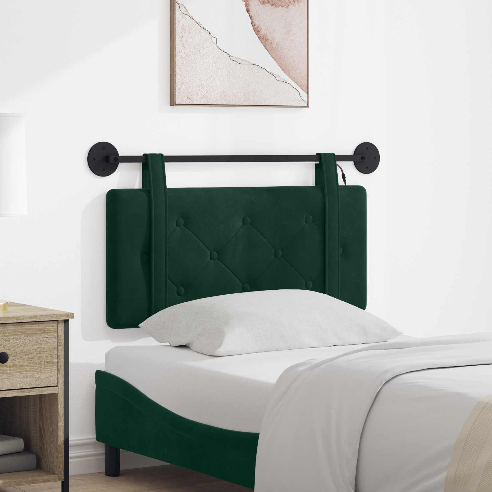 Tête de lit suspendue Avec lumière LED Vert foncé Velours - XIOS