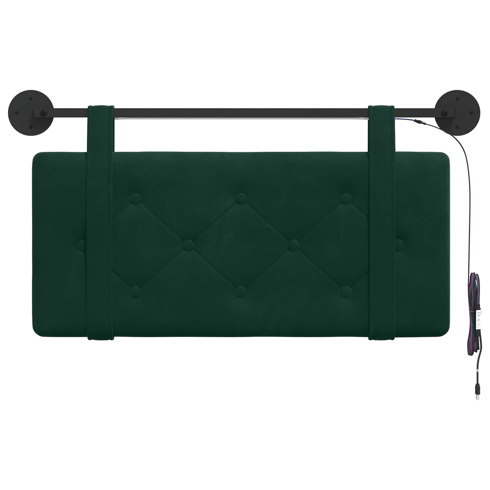 Tête de lit suspendue Avec lumière LED Vert foncé Velours - XIOS
