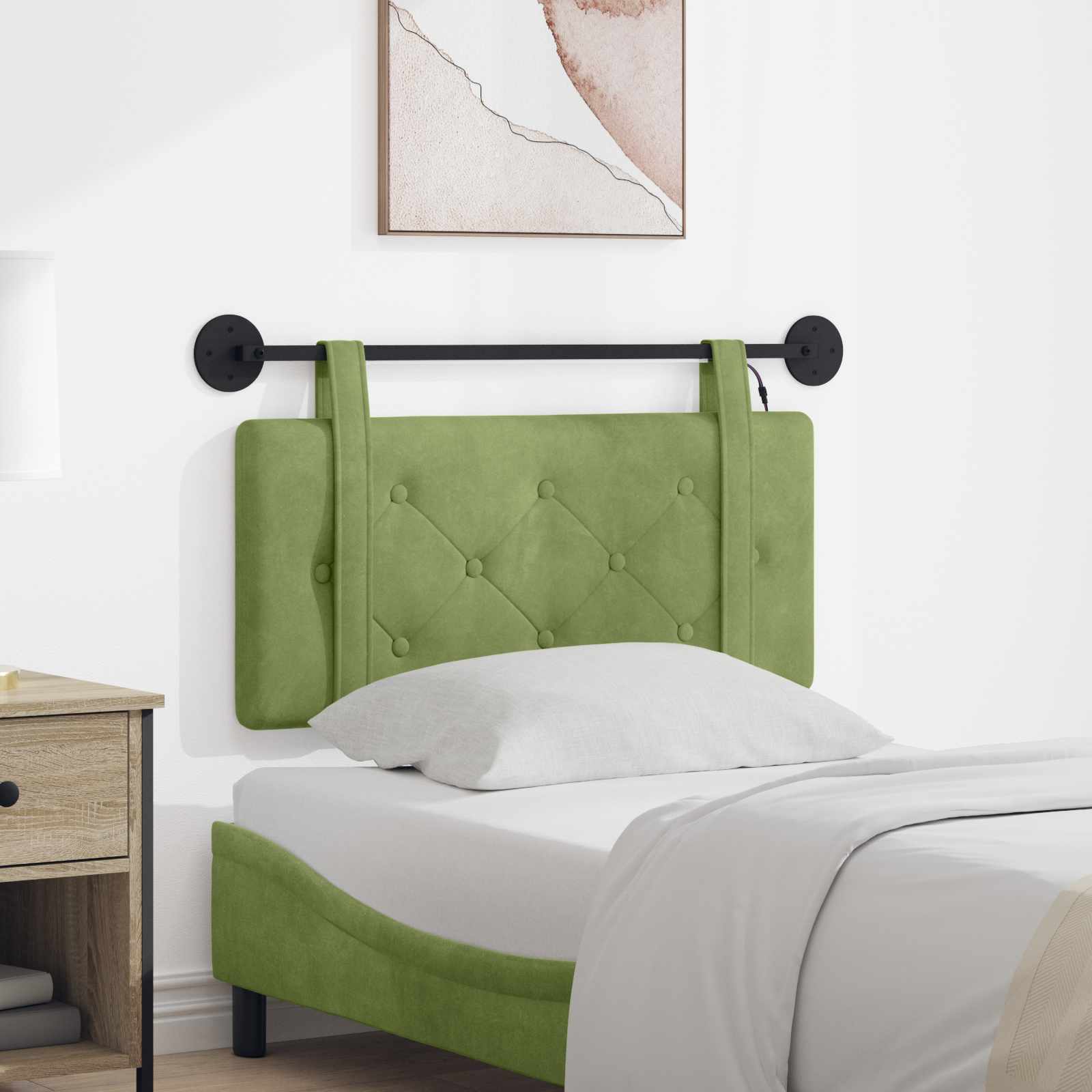 Tête de lit suspendue Avec lumière LED Vert clair Velours - XIOS