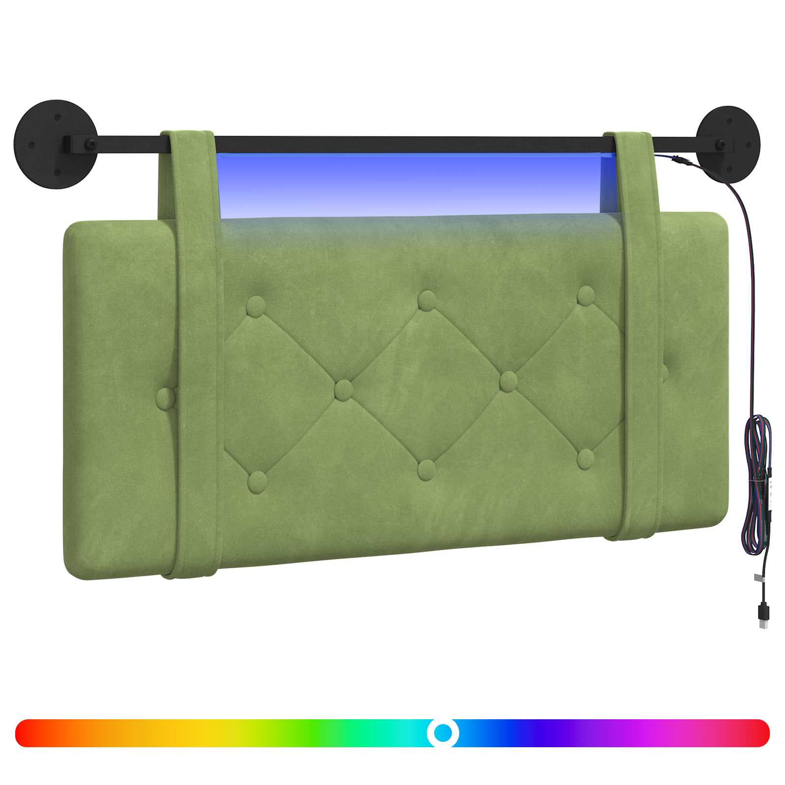 Tête de lit suspendue Avec lumière LED Vert clair Velours - XIOS