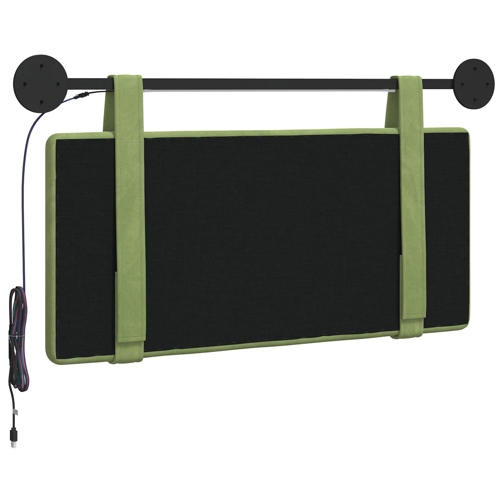 Tête de lit suspendue Avec lumière LED Vert clair Velours - XIOS