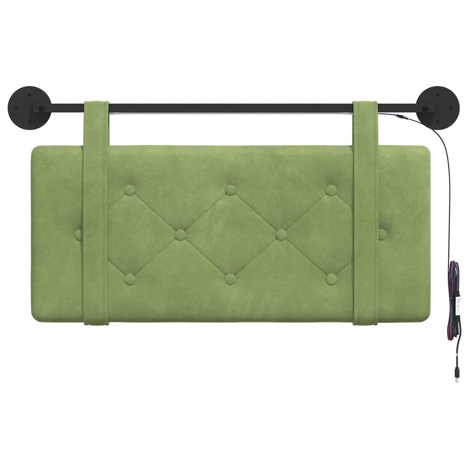 Tête de lit suspendue Avec lumière LED Vert clair Velours - XIOS