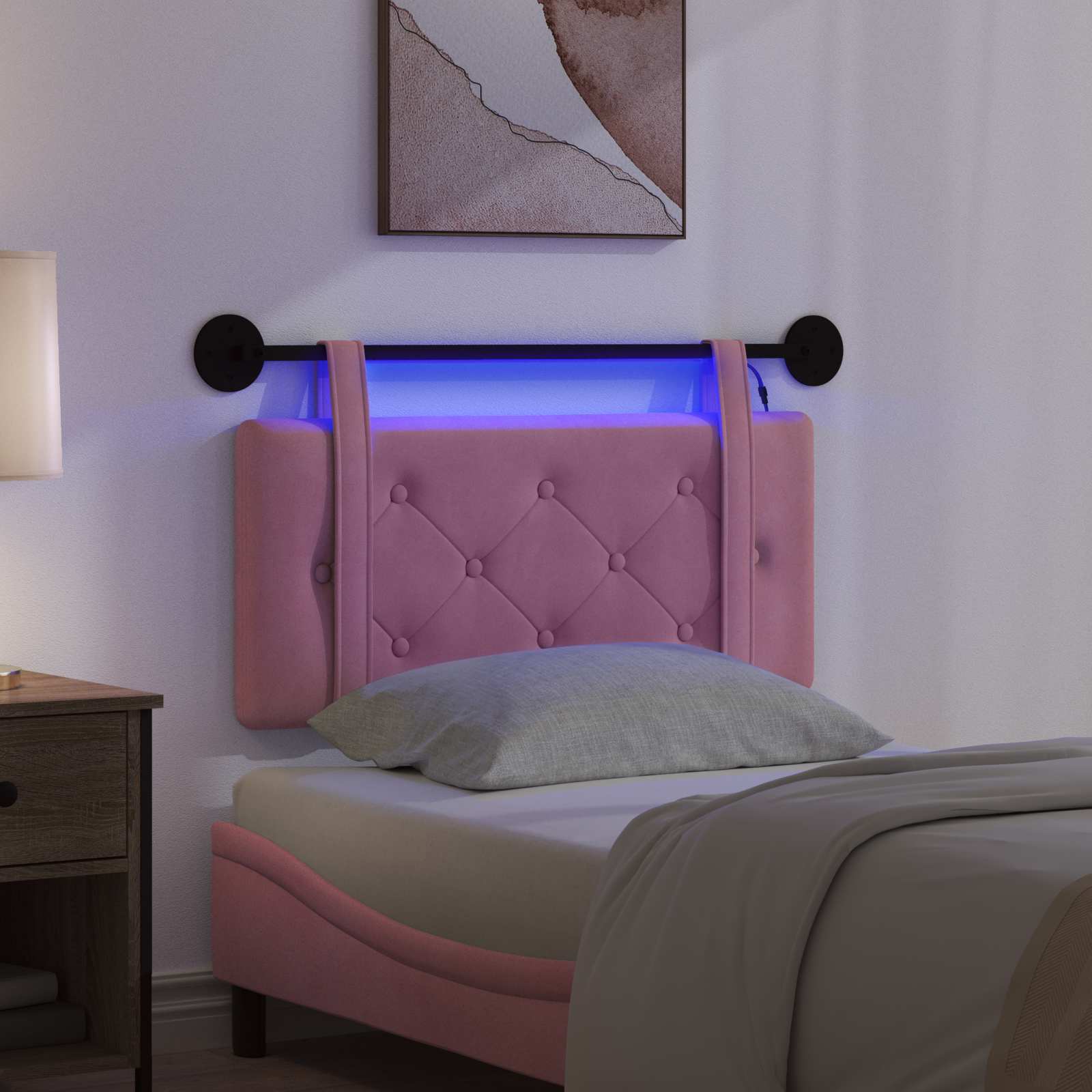 Tête de lit suspendue Avec lumière LED Rose Velours - XIOS