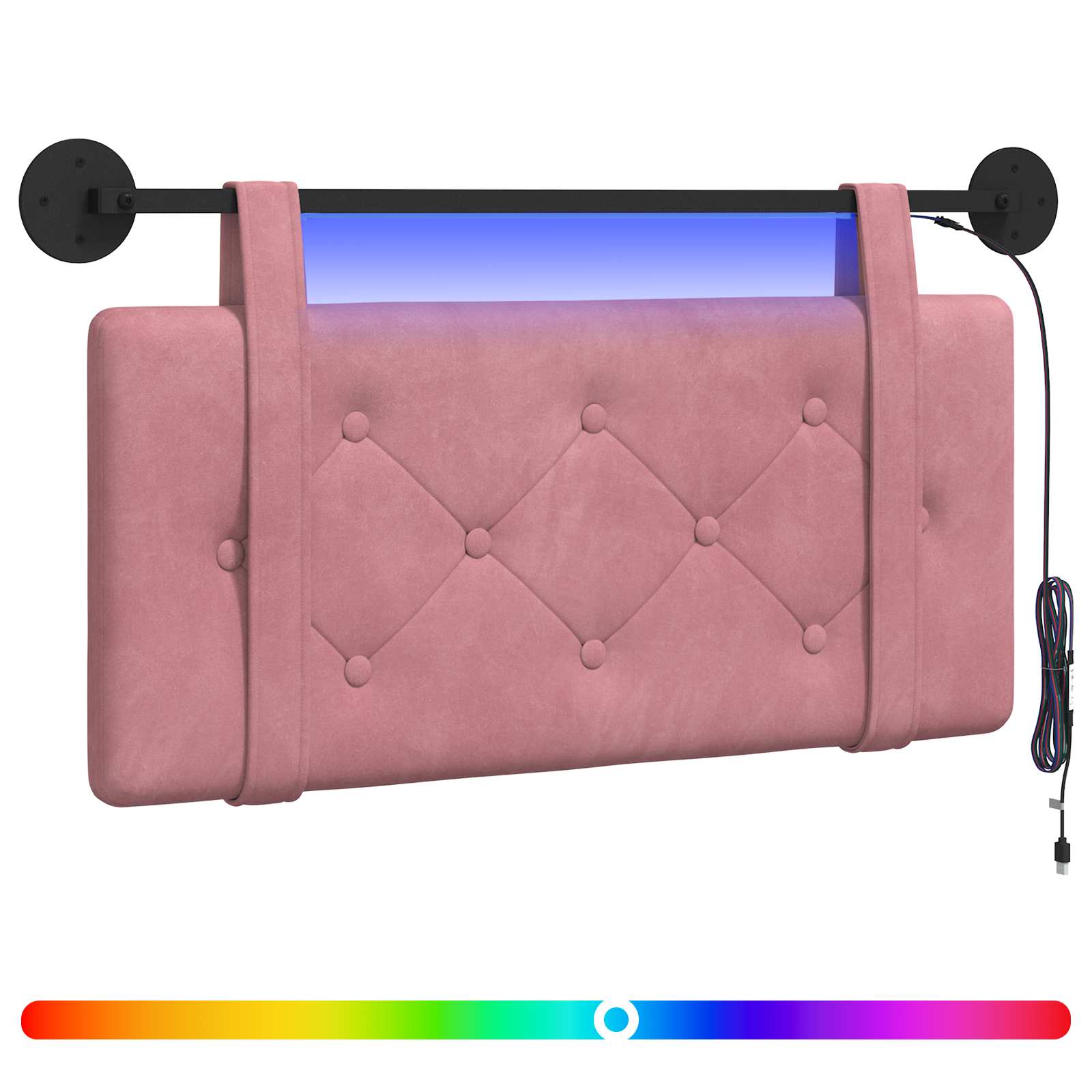Tête de lit suspendue Avec lumière LED Rose Velours - XIOS