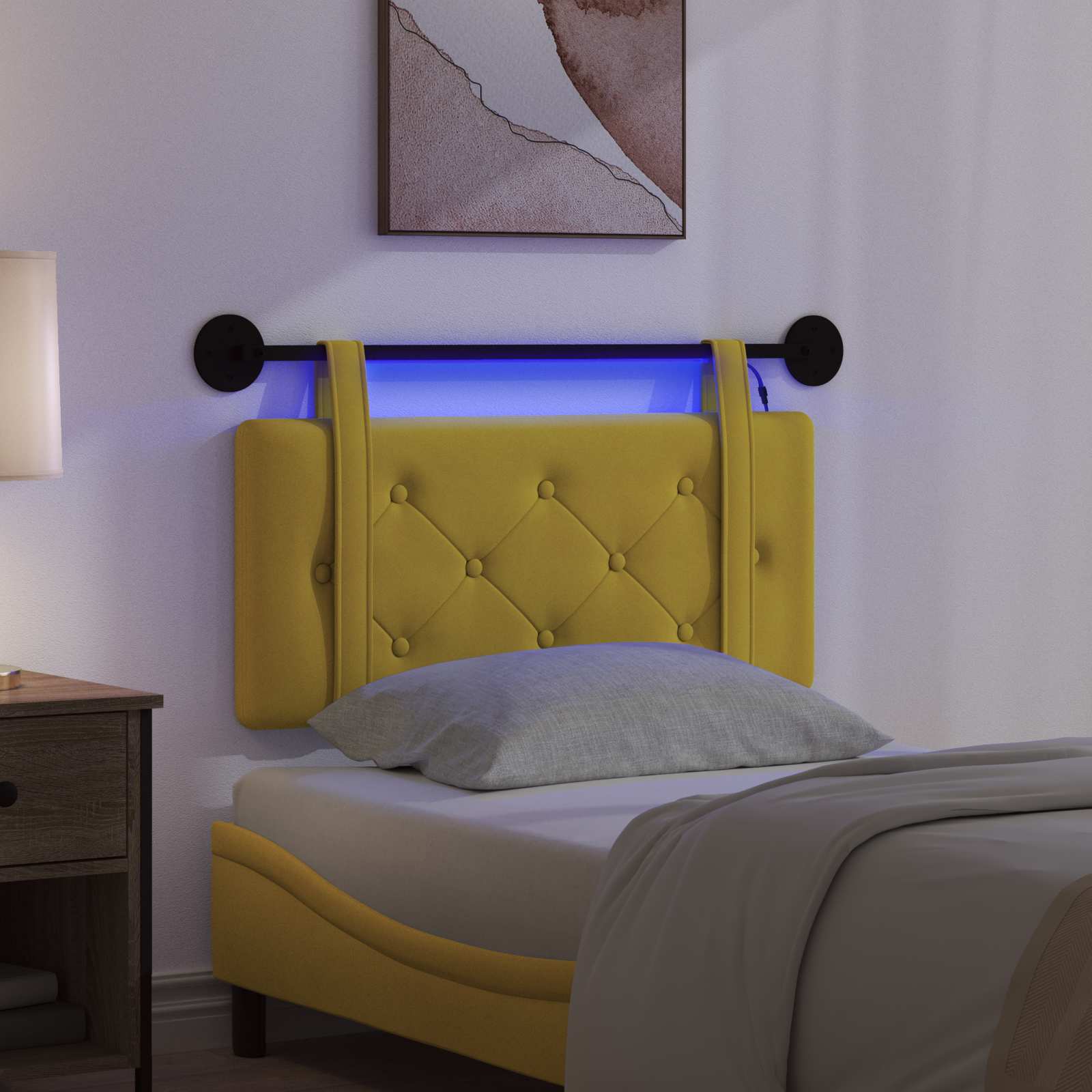 Tête de lit suspendue Avec lumière LED Jaune Velours - XIOS