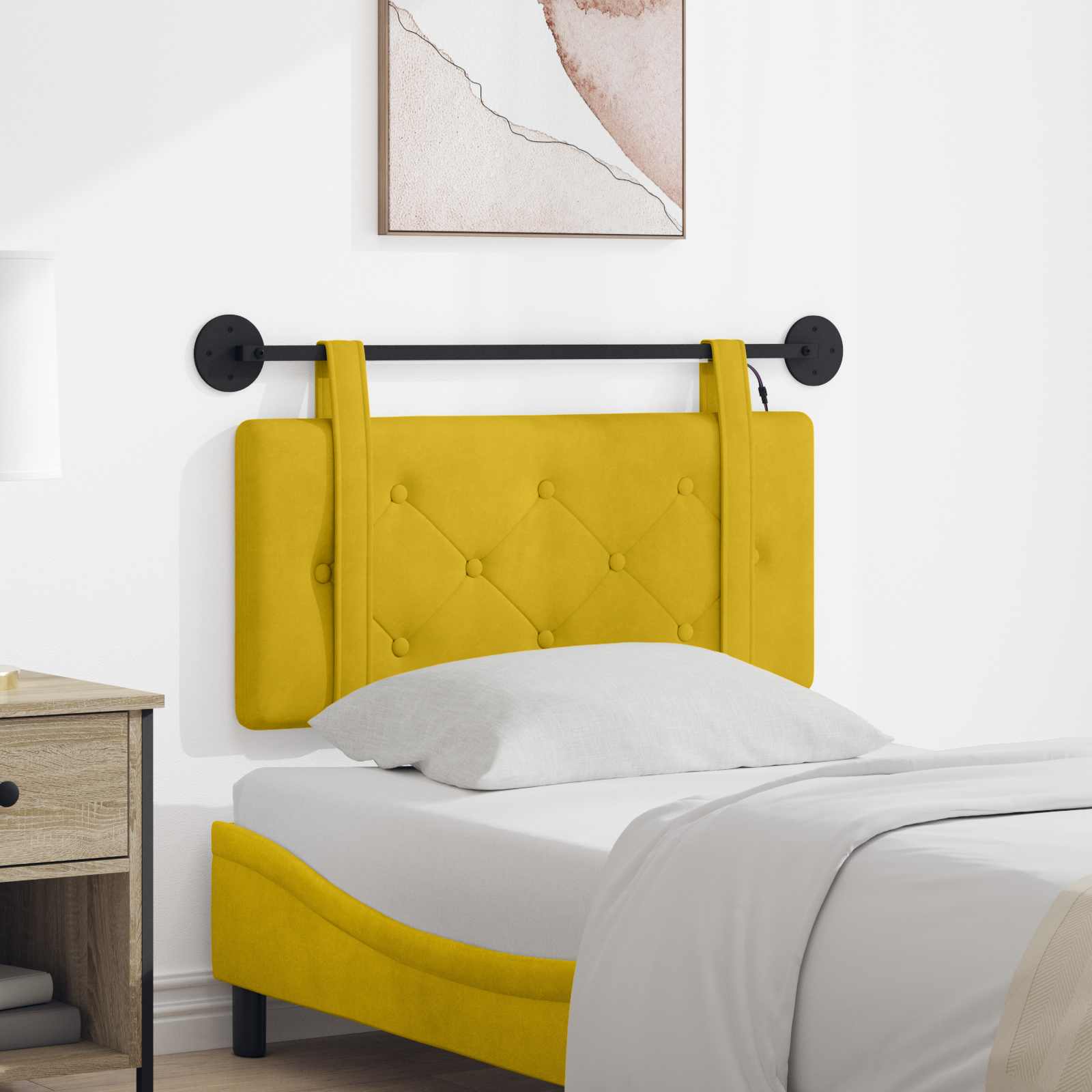 Tête de lit suspendue Avec lumière LED Jaune Velours - XIOS